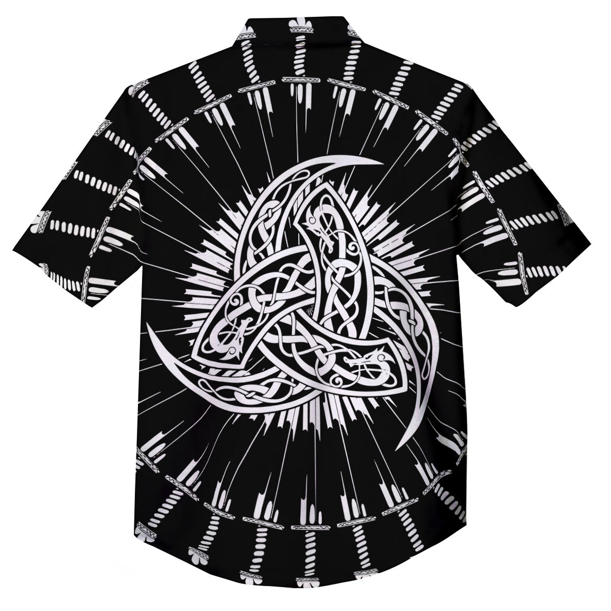 Triple Horn Of Odin Viking Print Button Up Shirt-grizzshop