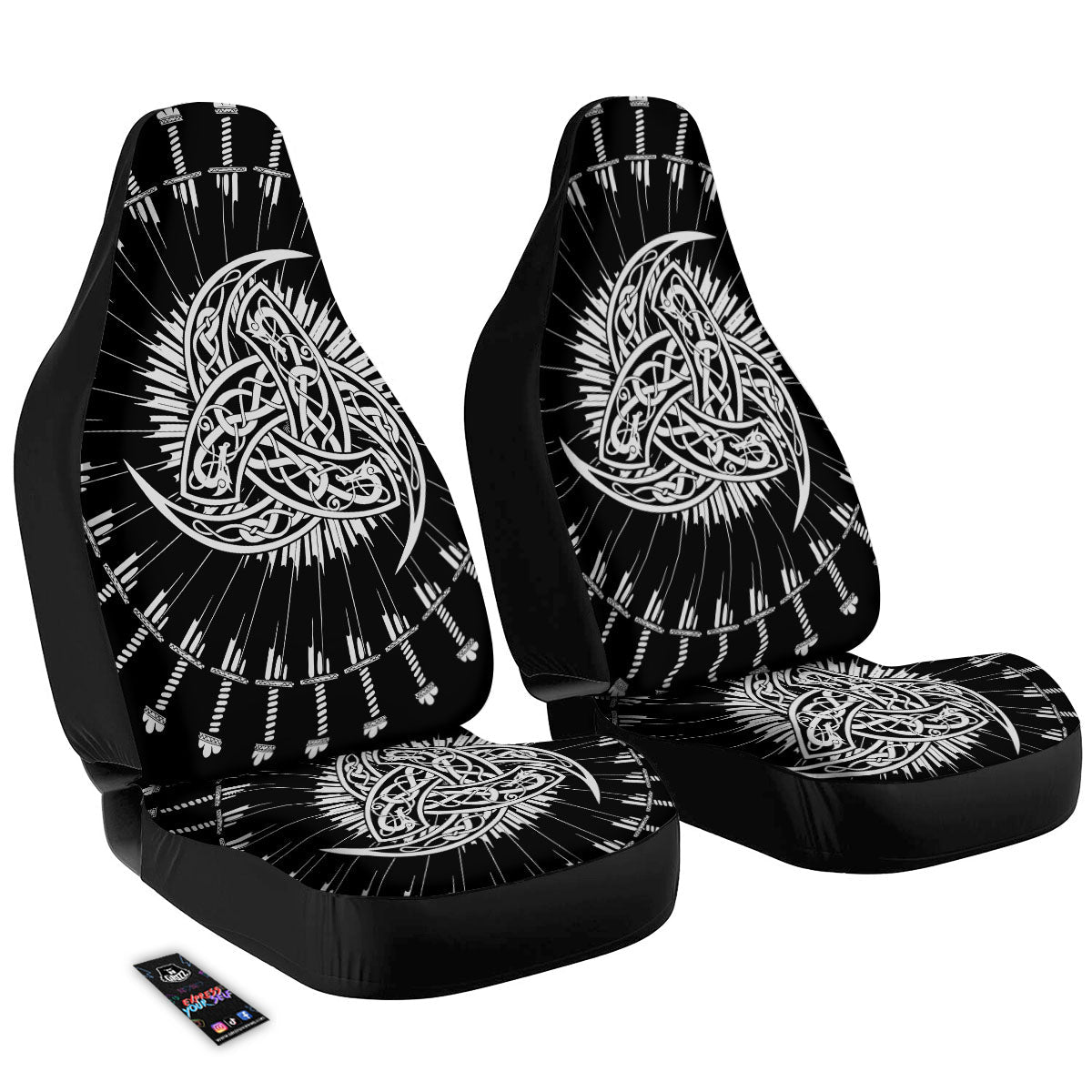 Triple Horn Of Odin Viking Print Car Seat Covers-grizzshop