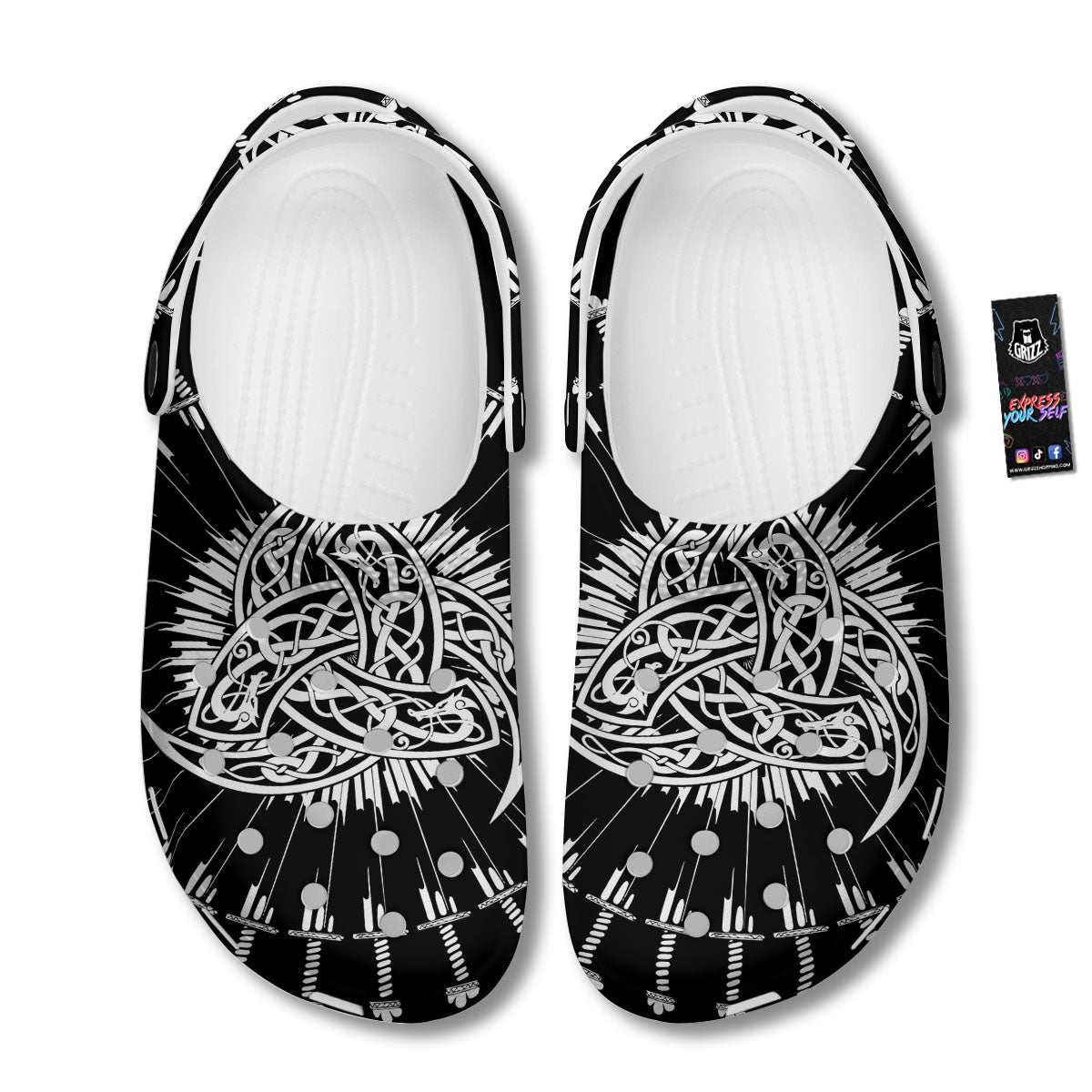 Triple Horn Of Odin Viking Print Clog-grizzshop