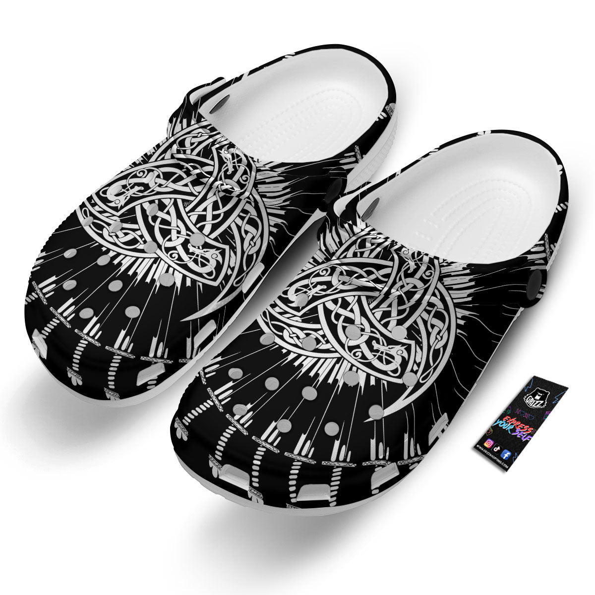 Triple Horn Of Odin Viking Print Clog-grizzshop