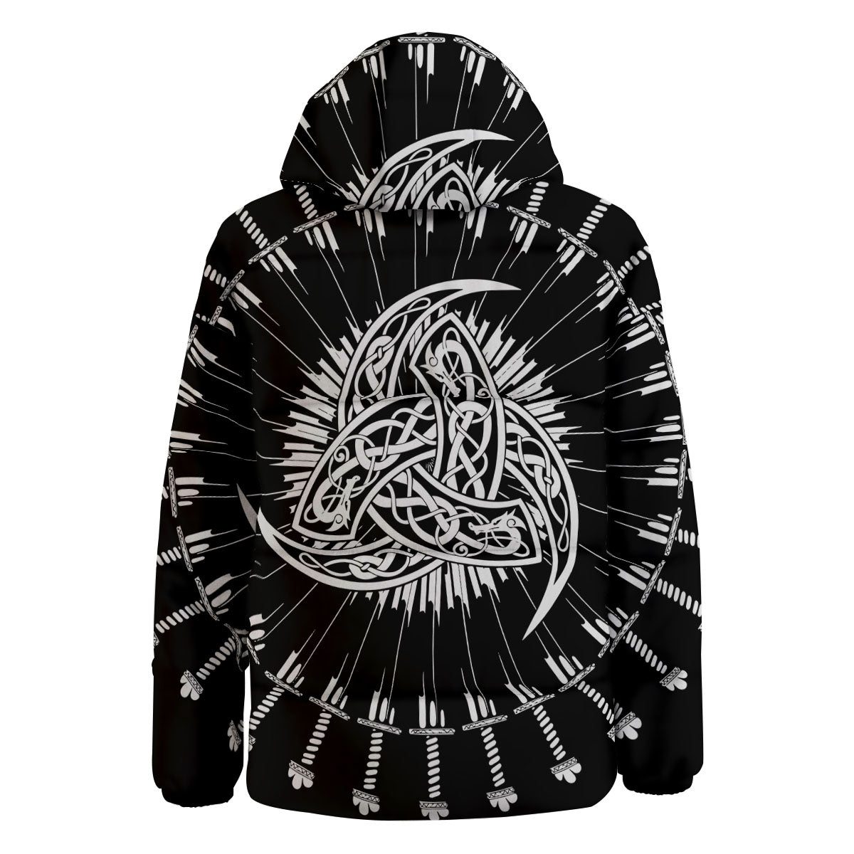 Triple Horn Of Odin Viking Print Down Jacket-grizzshop