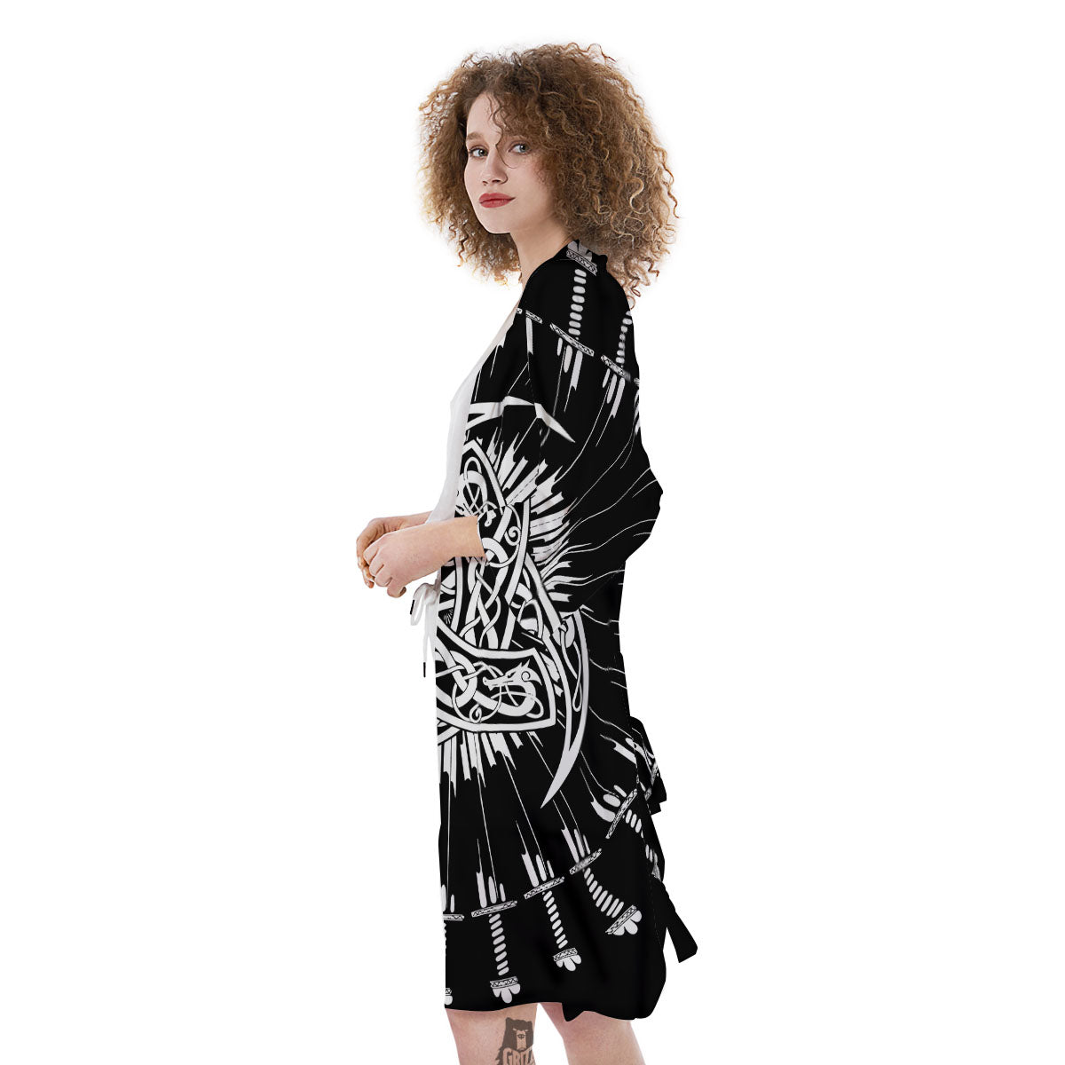 Triple Horn Of Odin Viking Print Kimono-grizzshop