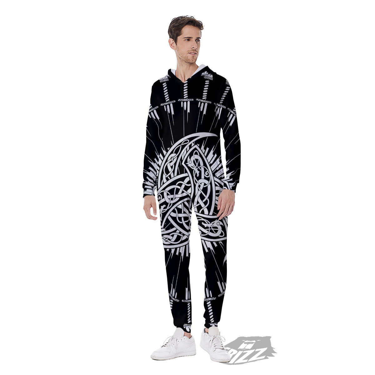 Triple Horn Of Odin Viking Print Men's Jumpsuit-grizzshop