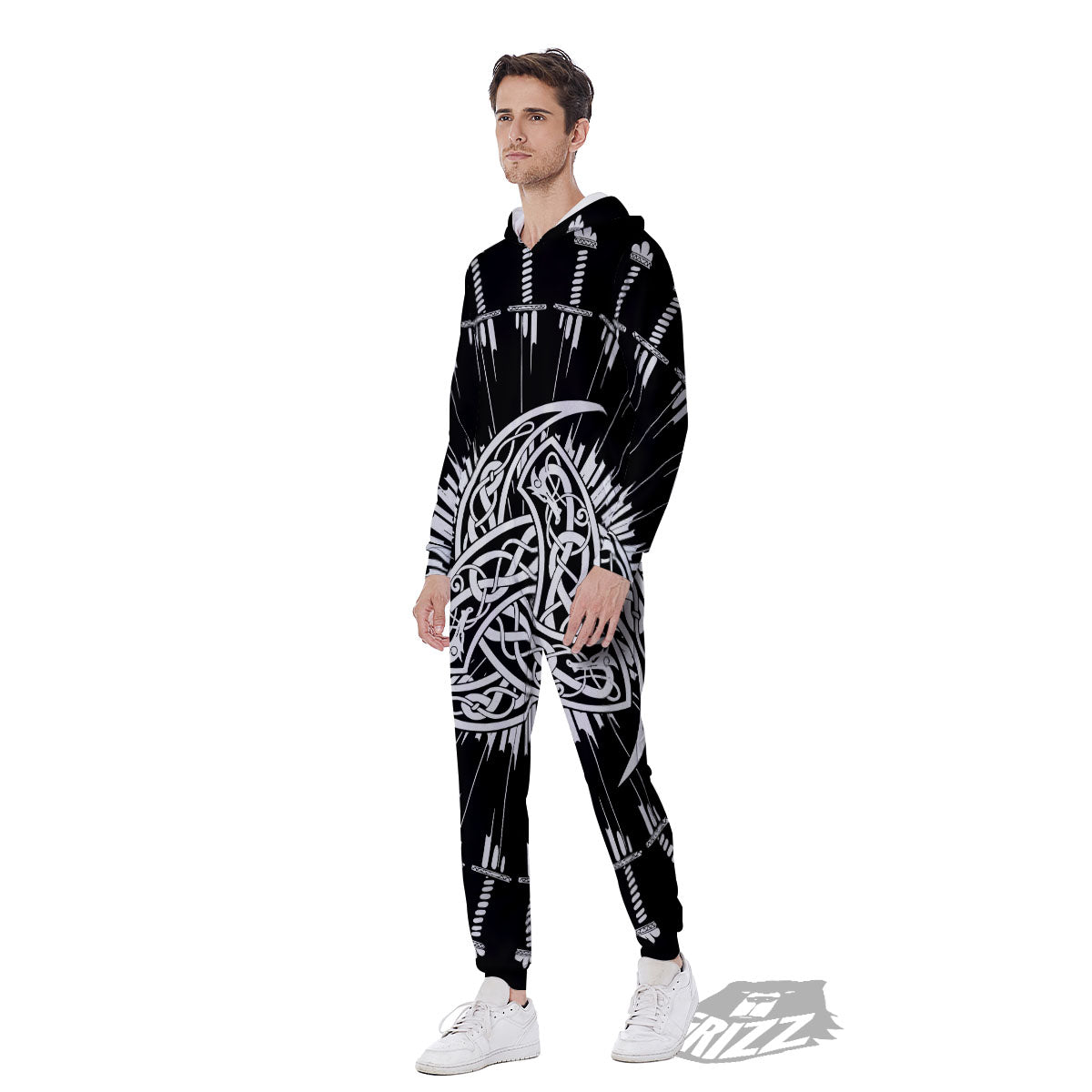 Triple Horn Of Odin Viking Print Men's Jumpsuit-grizzshop