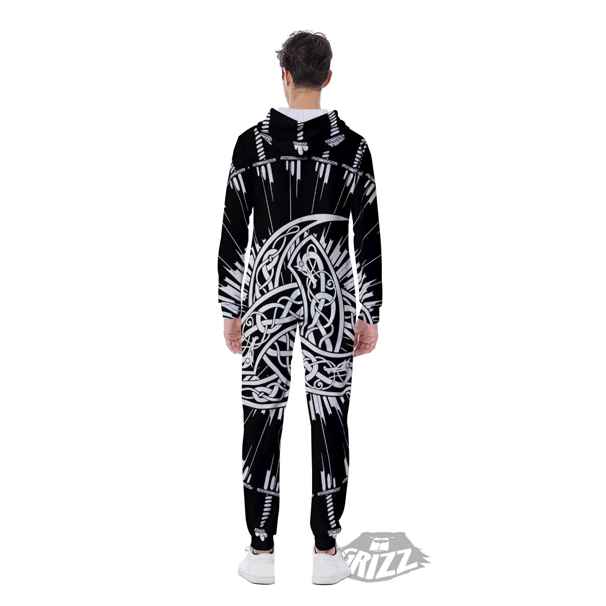 Triple Horn Of Odin Viking Print Men's Jumpsuit-grizzshop