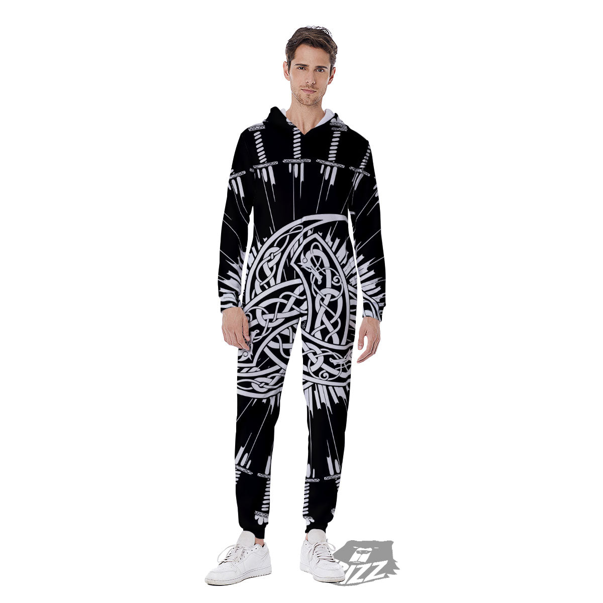 Triple Horn Of Odin Viking Print Men's Jumpsuit-grizzshop