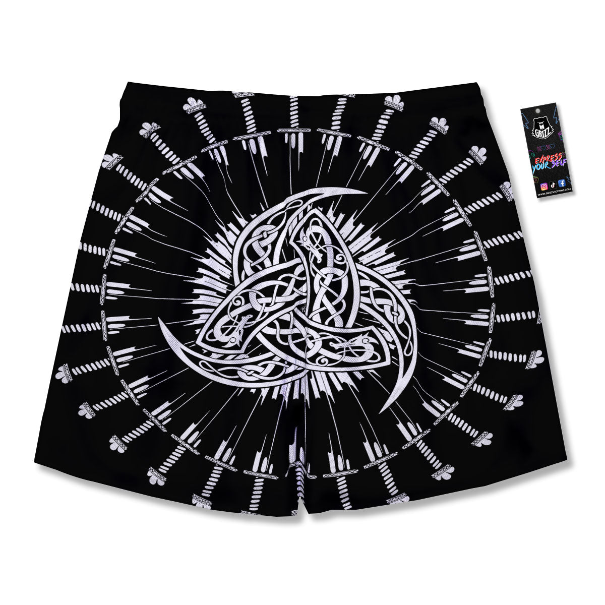 Triple Horn Of Odin Viking Print Men's Running Shorts-grizzshop