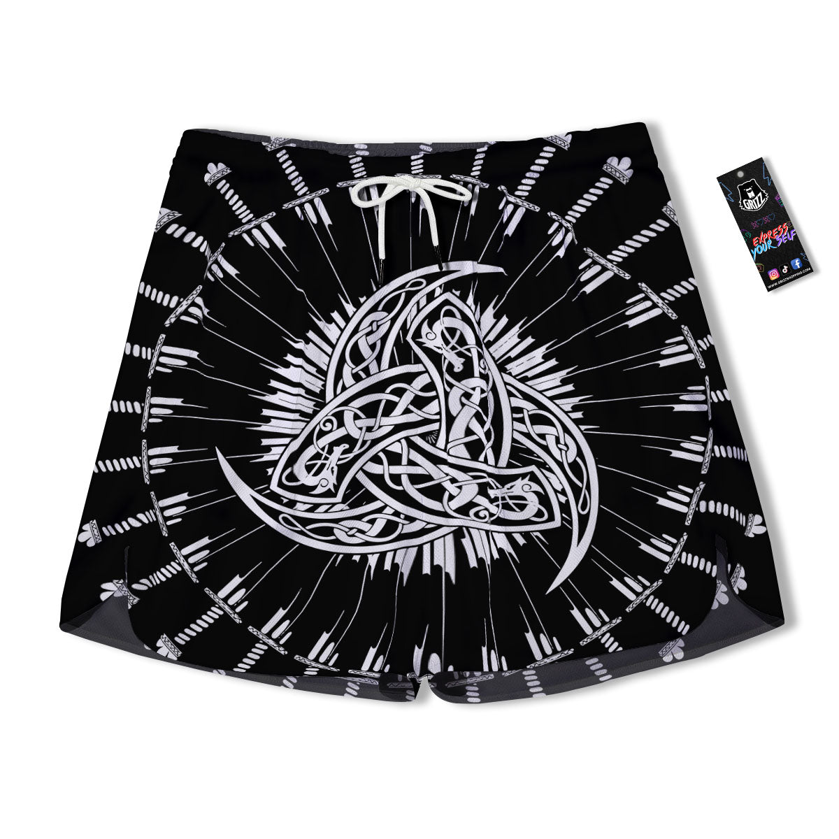 Triple Horn Of Odin Viking Print Men's Running Shorts-grizzshop