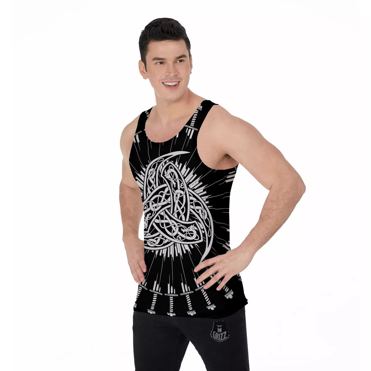 Triple Horn Of Odin Viking Print Men's Tank Top-grizzshop