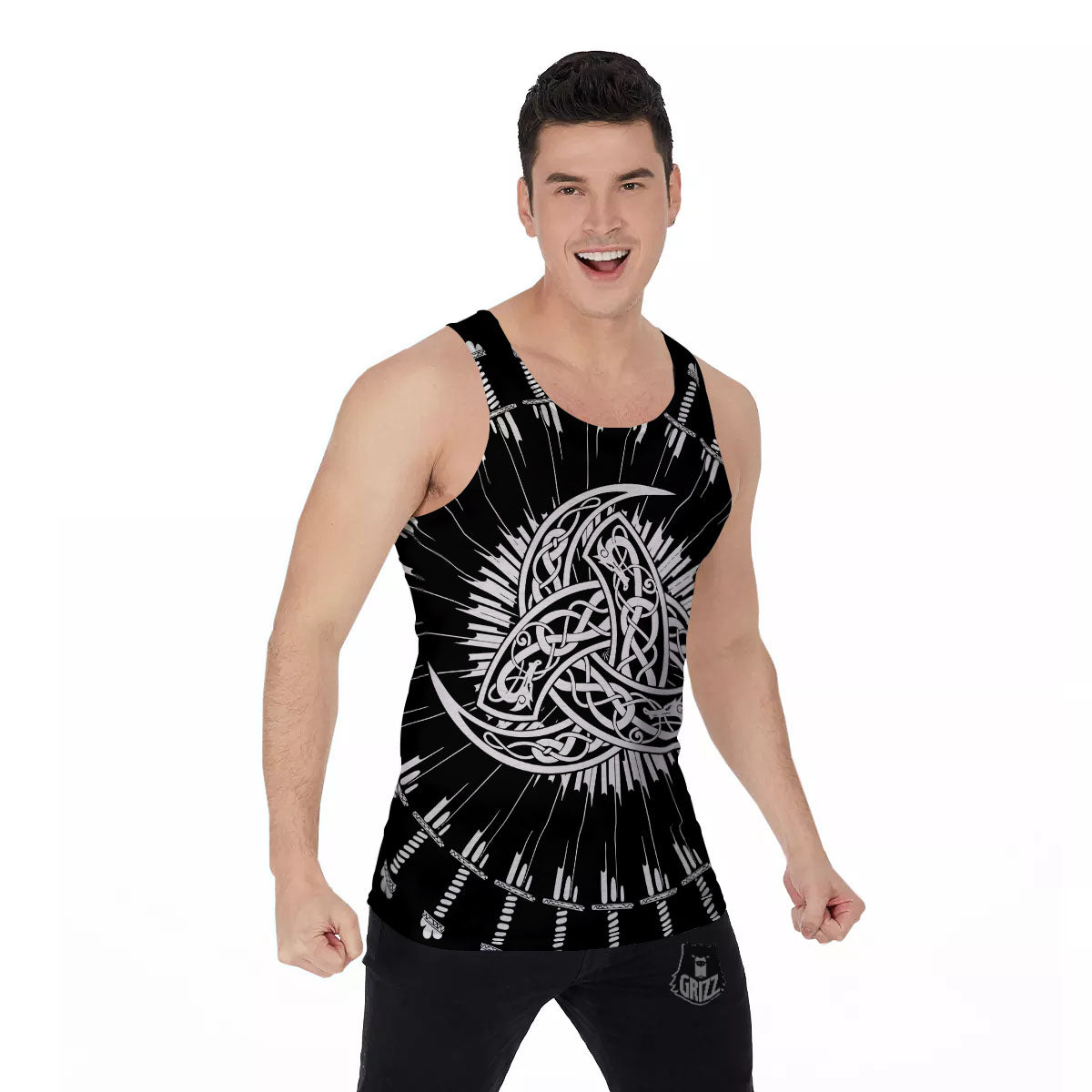 Triple Horn Of Odin Viking Print Men's Tank Top-grizzshop
