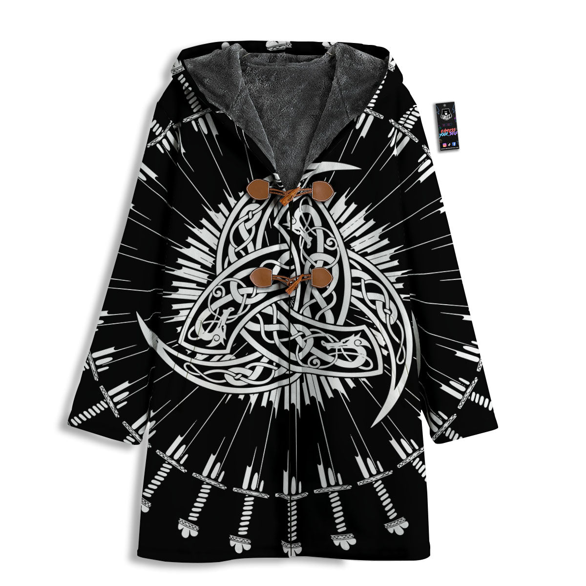 Triple Horn Of Odin Viking Print Men's Windbreaker Jacket-grizzshop