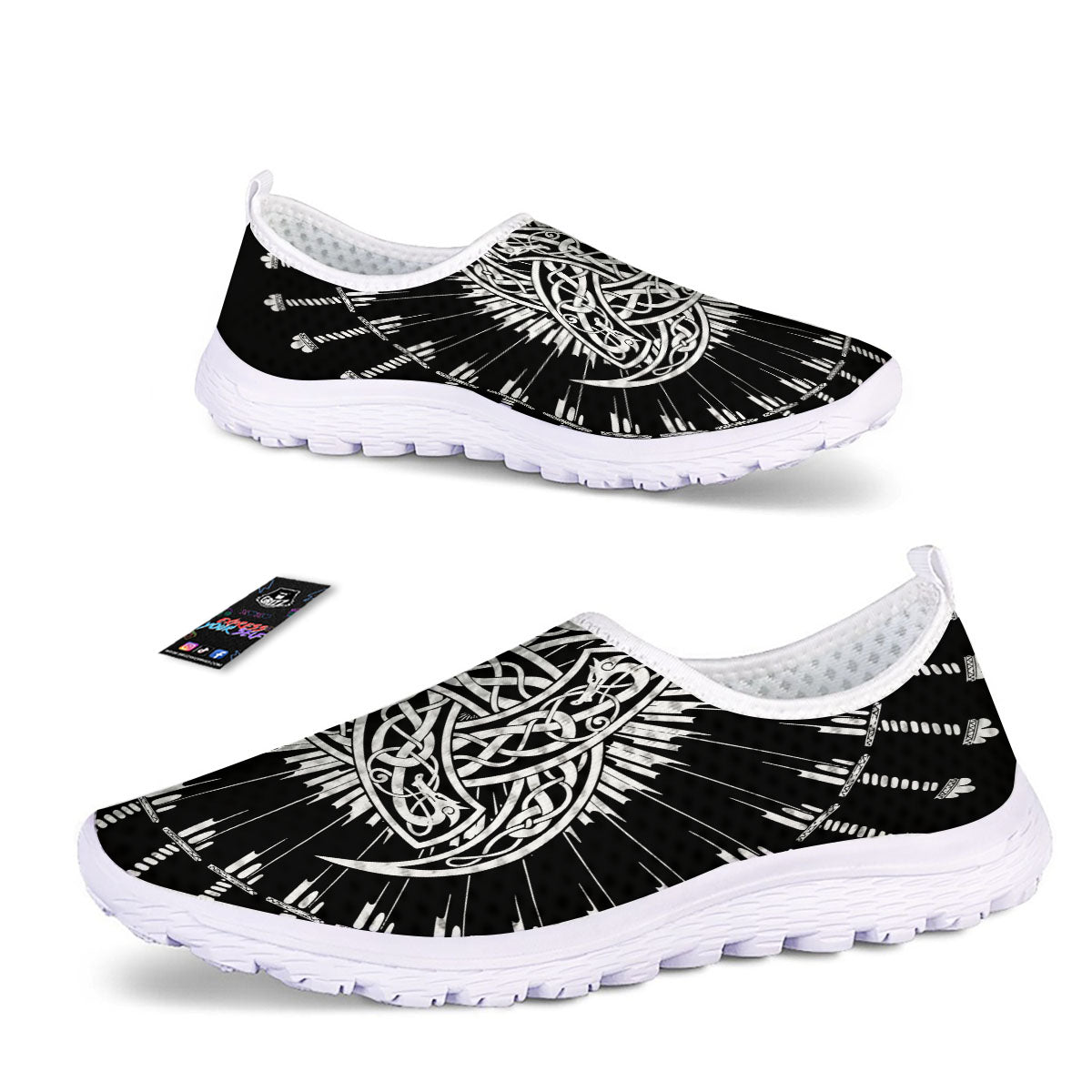 Triple Horn Of Odin Viking Print Nurse Shoes-grizzshop