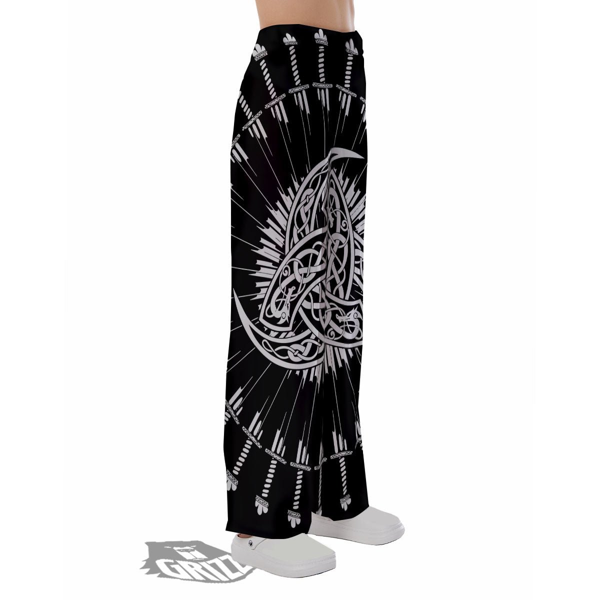 Triple Horn Of Odin Viking Print Pajama Pants-grizzshop