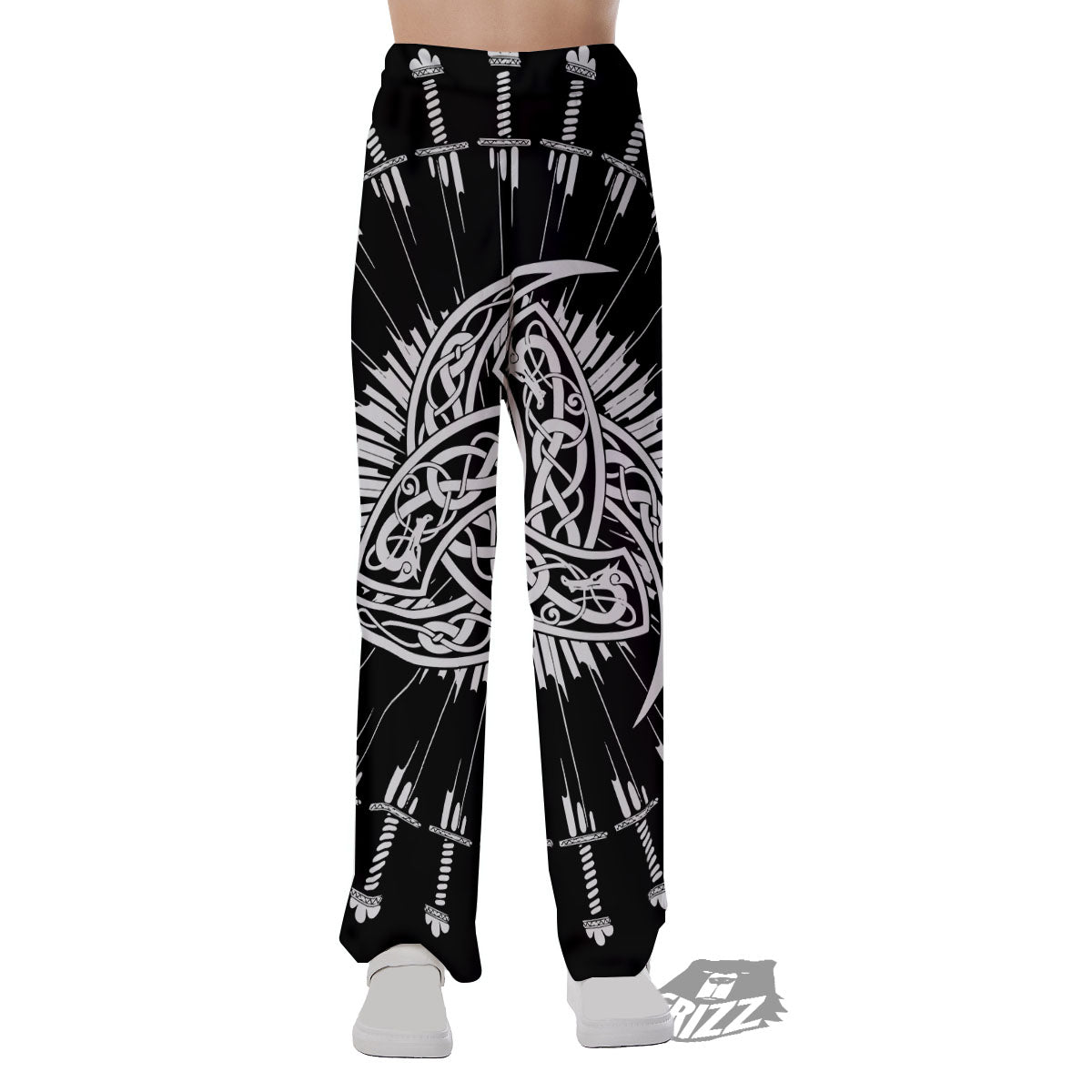 Triple Horn Of Odin Viking Print Pajama Pants-grizzshop