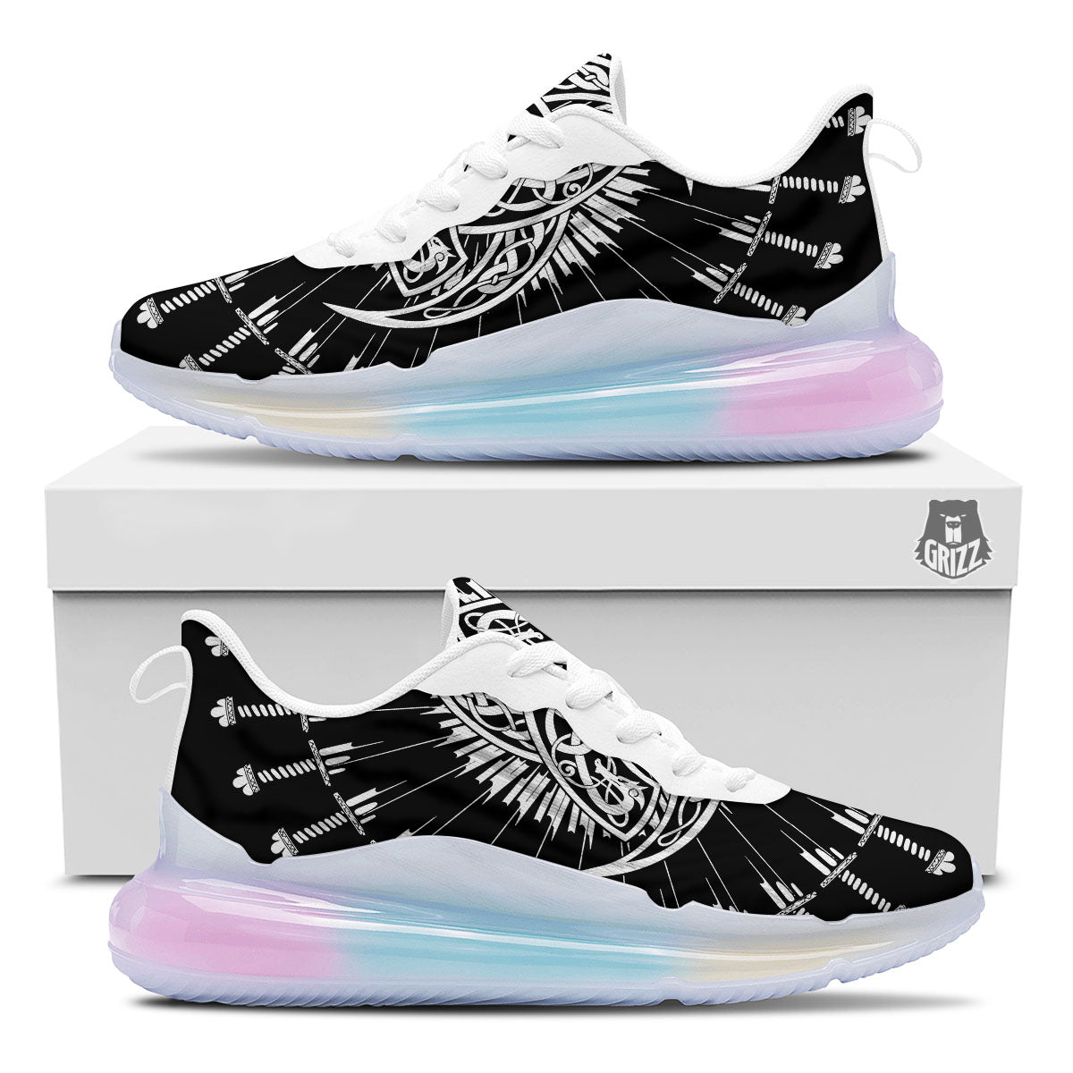 Triple Horn Of Odin Viking Print Running Sneakers-grizzshop
