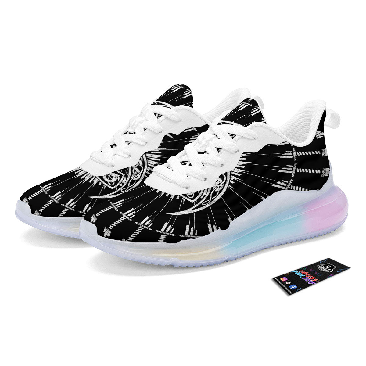Triple Horn Of Odin Viking Print Running Sneakers-grizzshop
