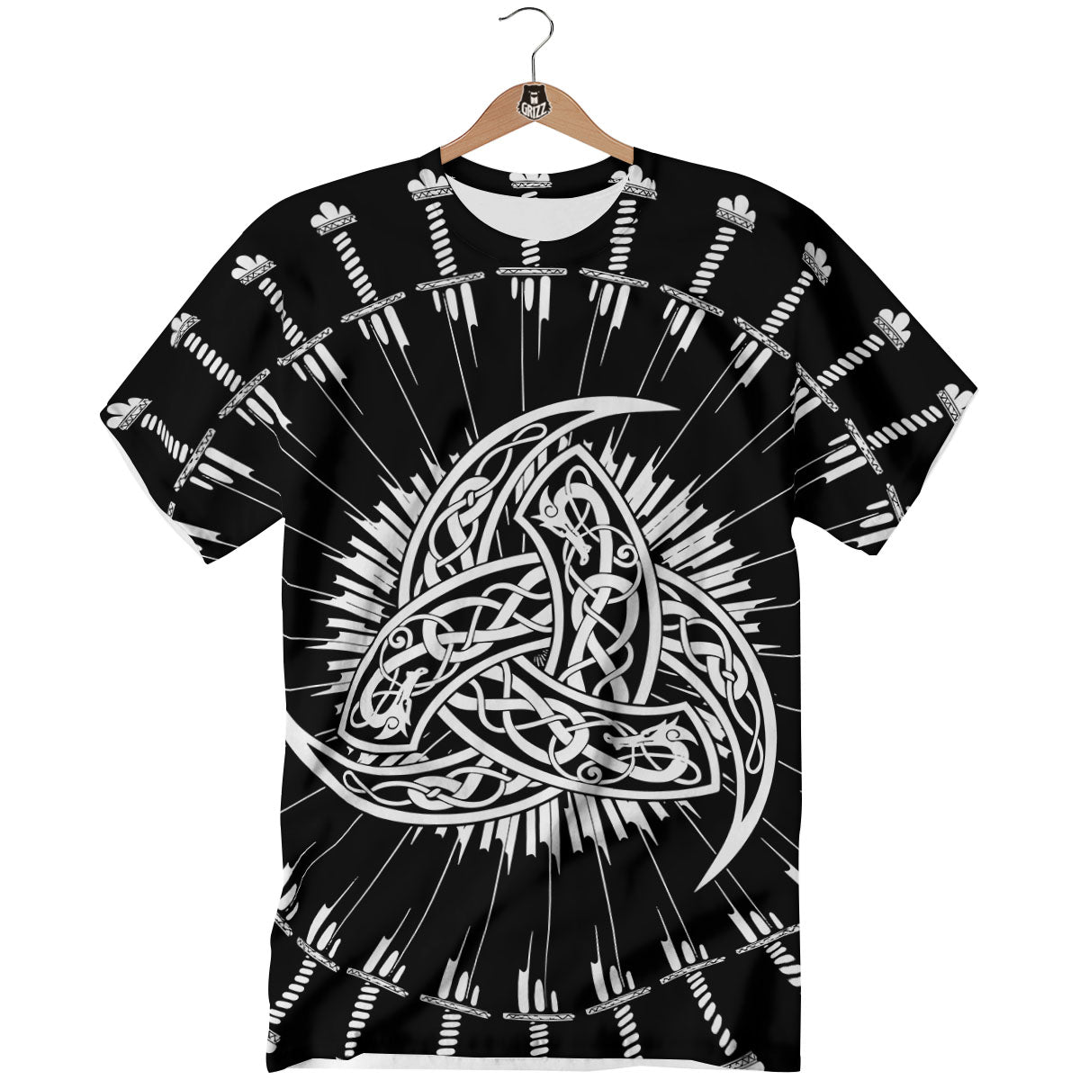 Triple Horn Of Odin Viking Print T-Shirt-grizzshop
