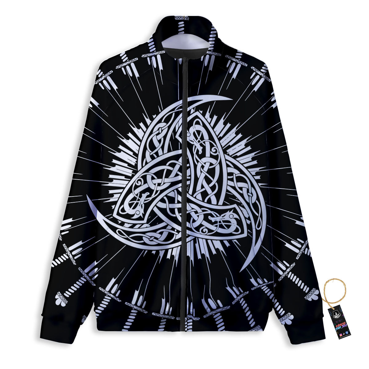 Triple Horn Of Odin Viking Print Track Jacket-grizzshop