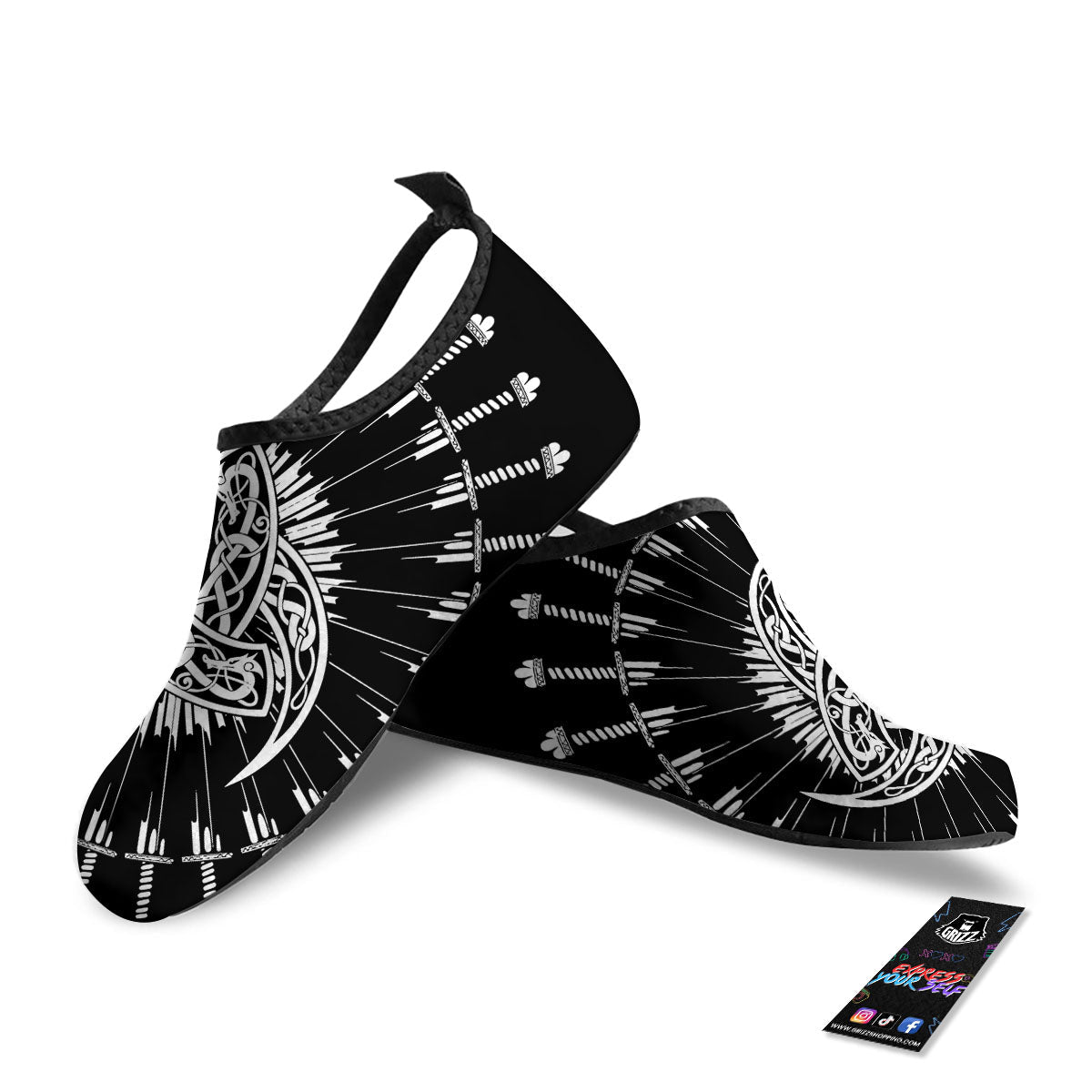 Triple Horn Of Odin Viking Print Water Shoes-grizzshop