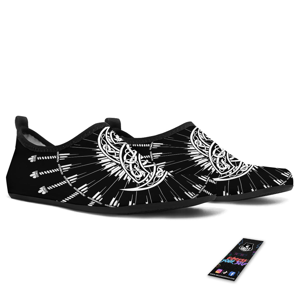 Triple Horn Of Odin Viking Print Water Shoes-grizzshop