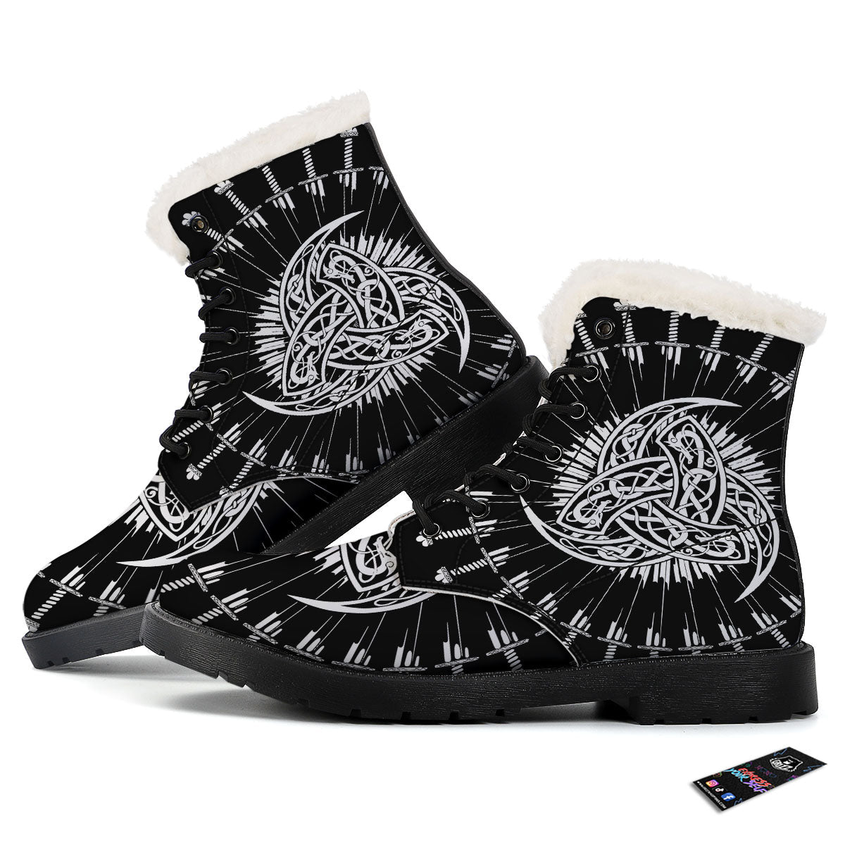 Triple Horn Of Odin Viking Print Winter Boots-grizzshop