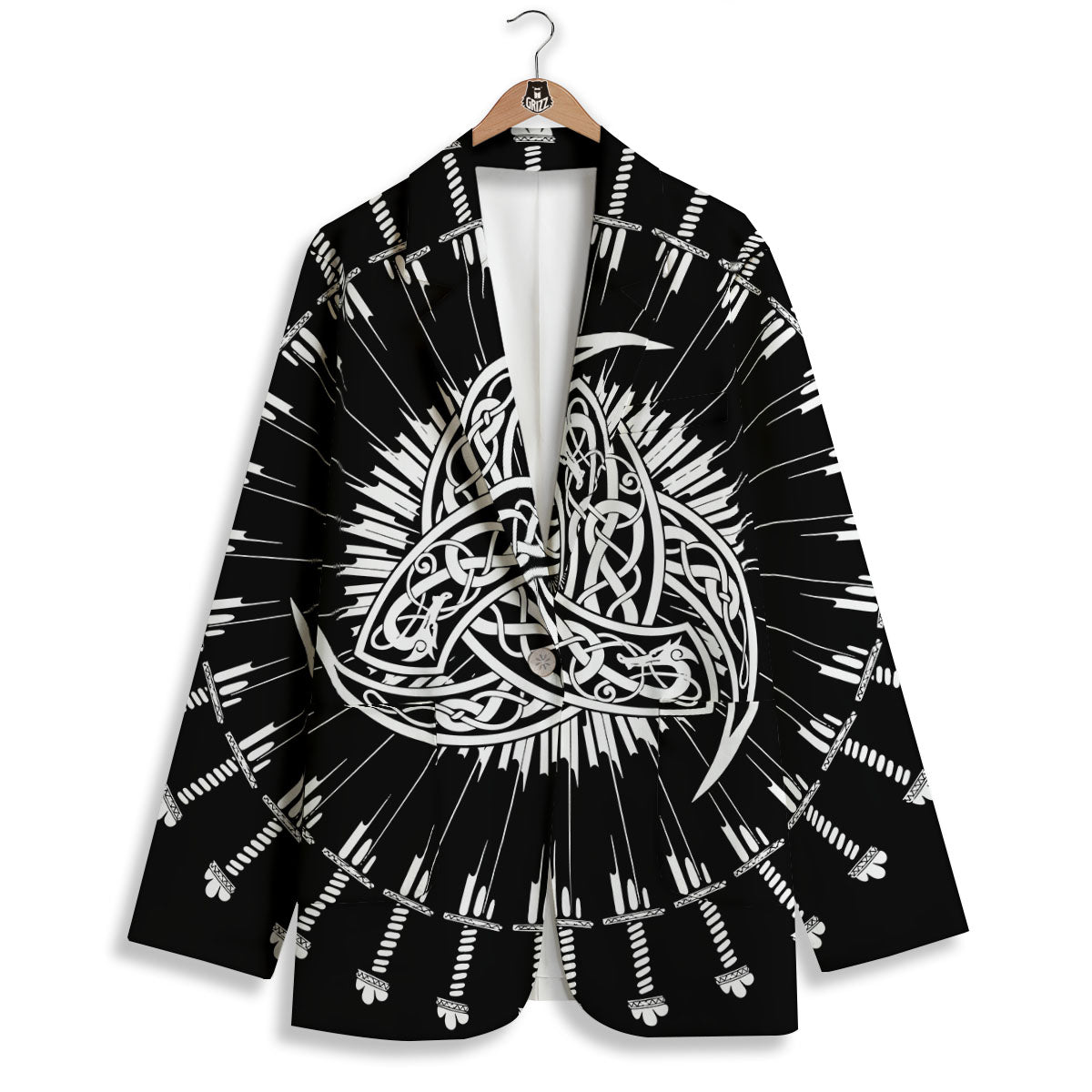 Triple Horn Of Odin Viking Print Women's Blazer-grizzshop