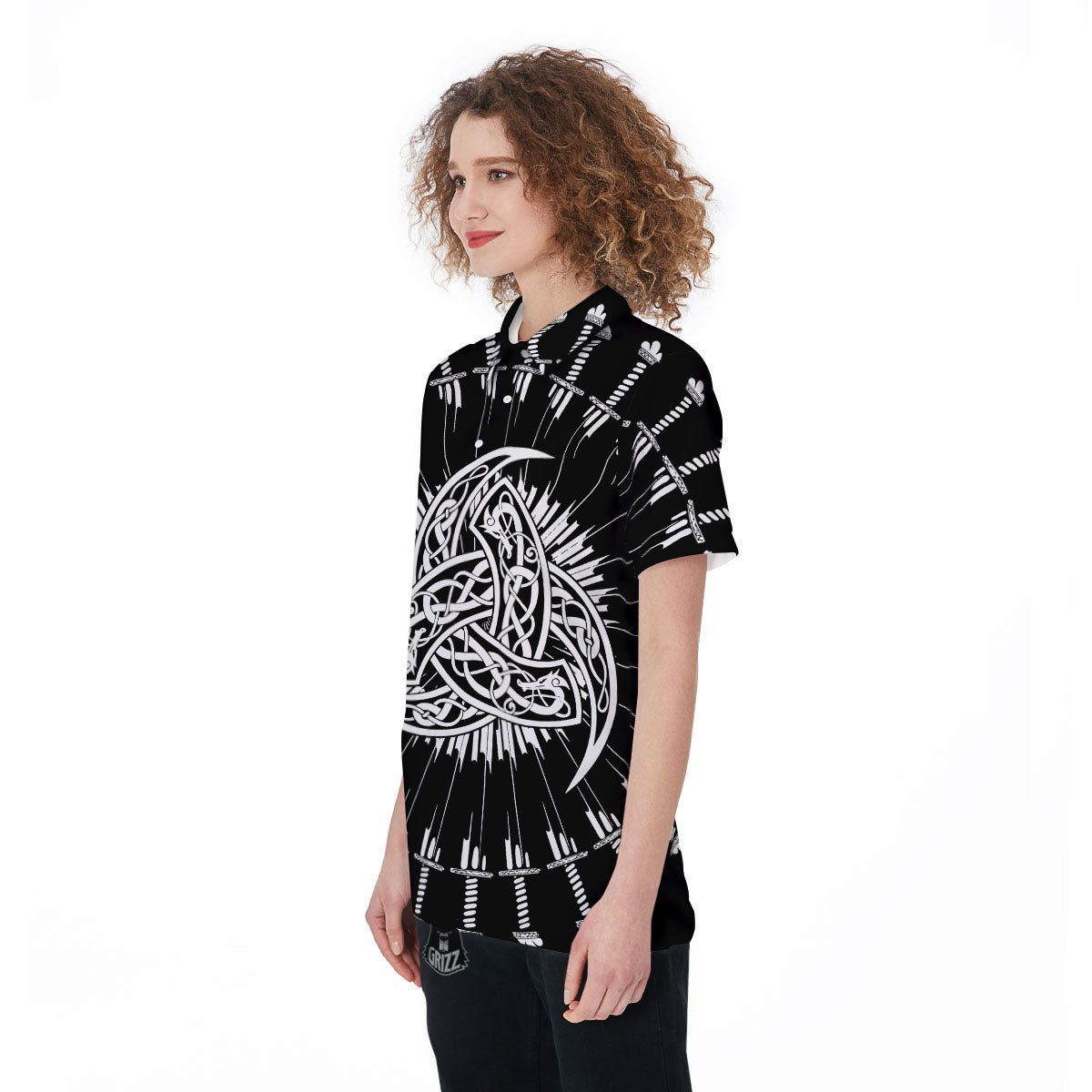 Triple Horn Of Odin Viking Print Women's Golf Shirts-grizzshop