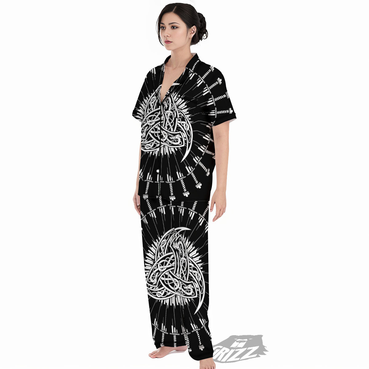 Triple Horn Of Odin Viking Print Women's Pajamas Set-grizzshop