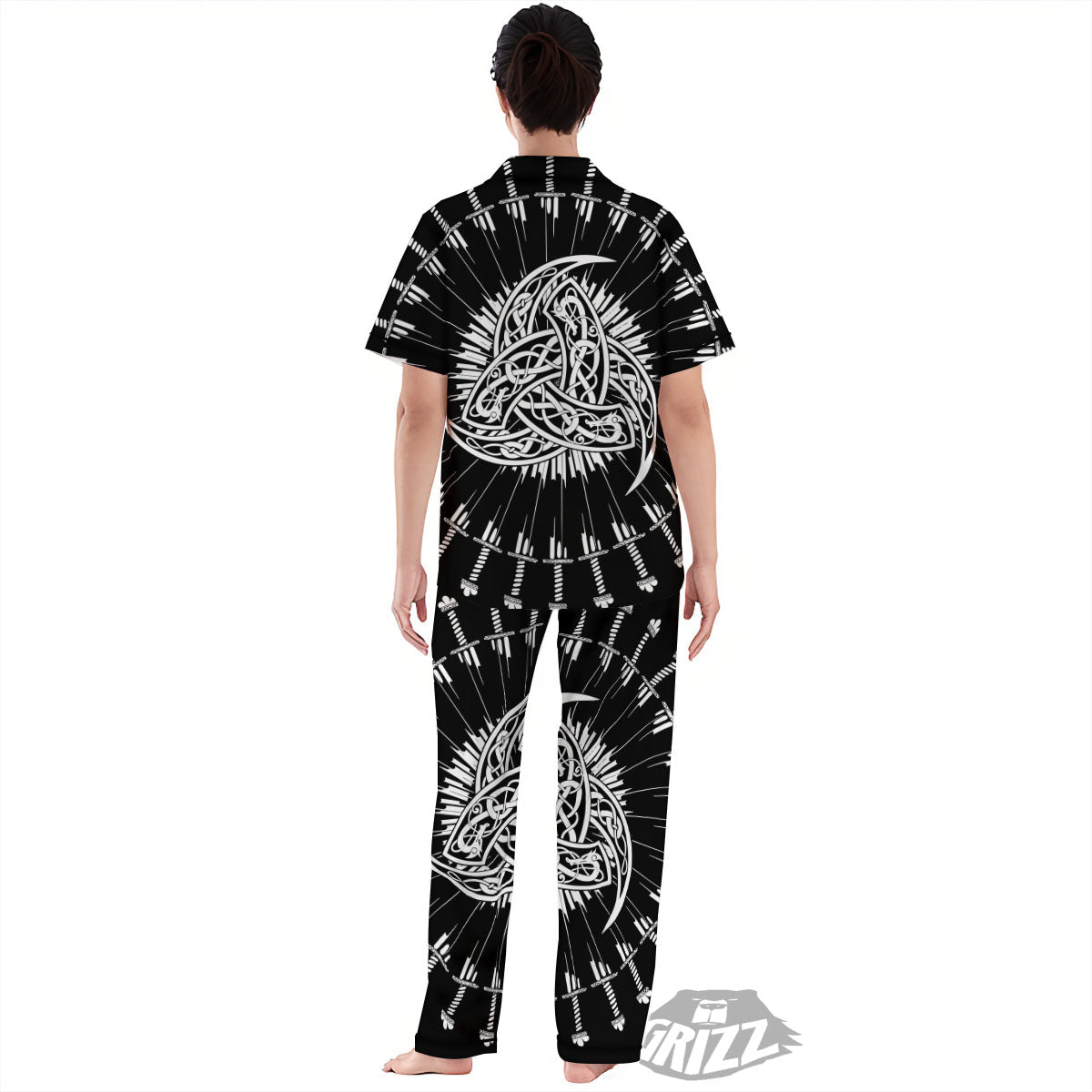 Triple Horn Of Odin Viking Print Women's Pajamas Set-grizzshop