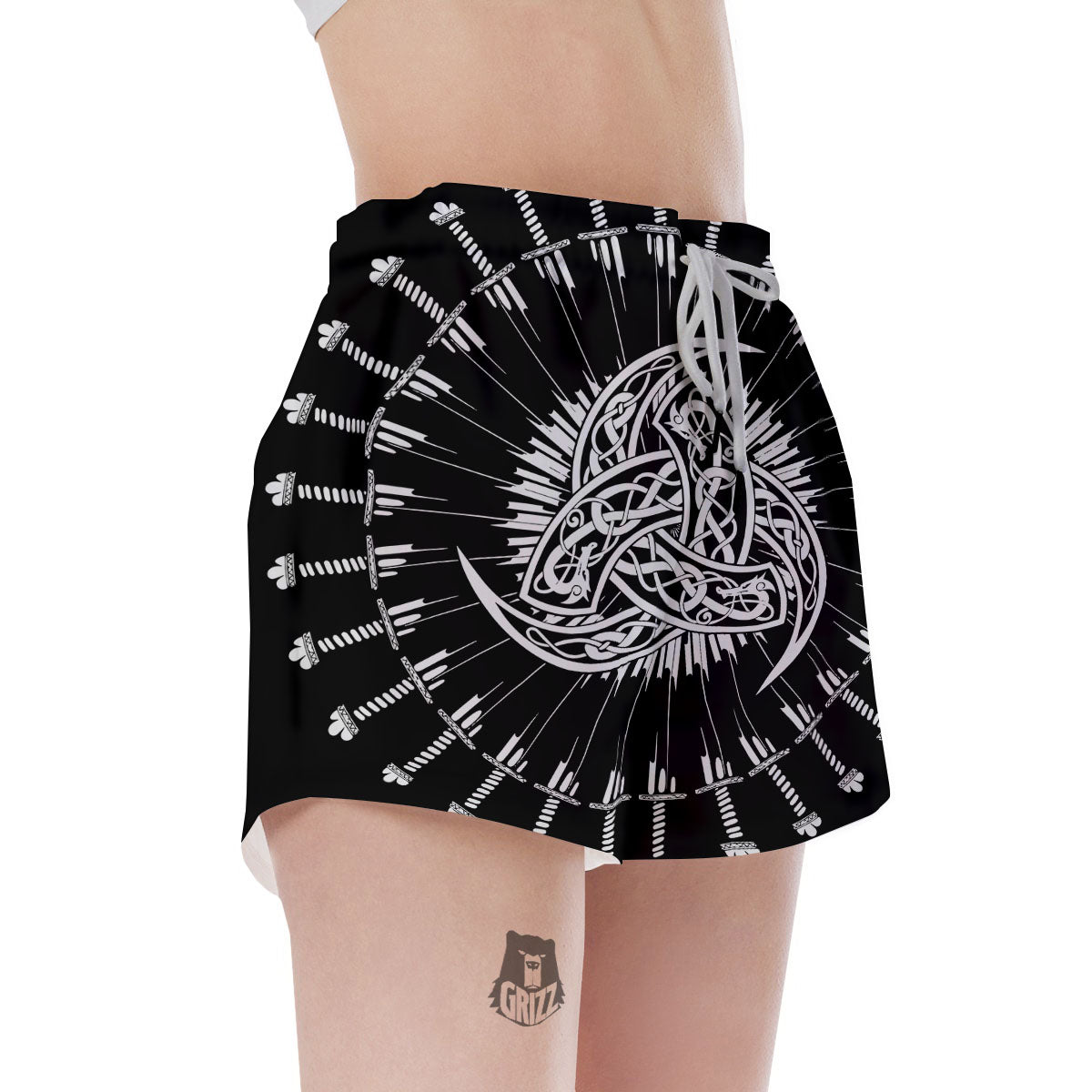 Triple Horn Of Odin Viking Print Women's Shorts-grizzshop