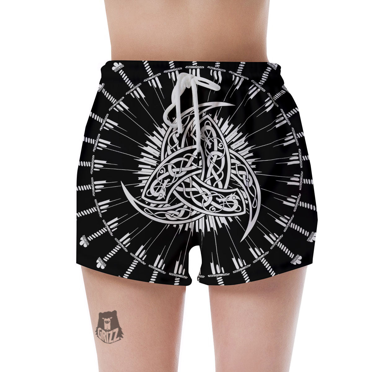 Triple Horn Of Odin Viking Print Women's Shorts-grizzshop