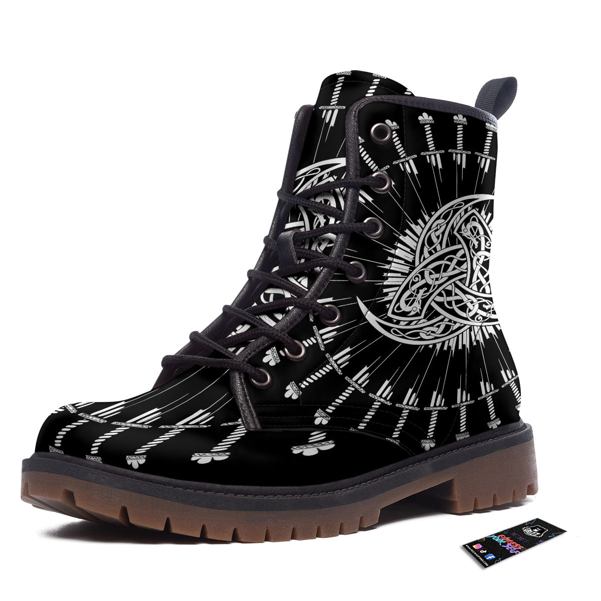 Triple Horn Of Odin Viking Print Work Boots-grizzshop