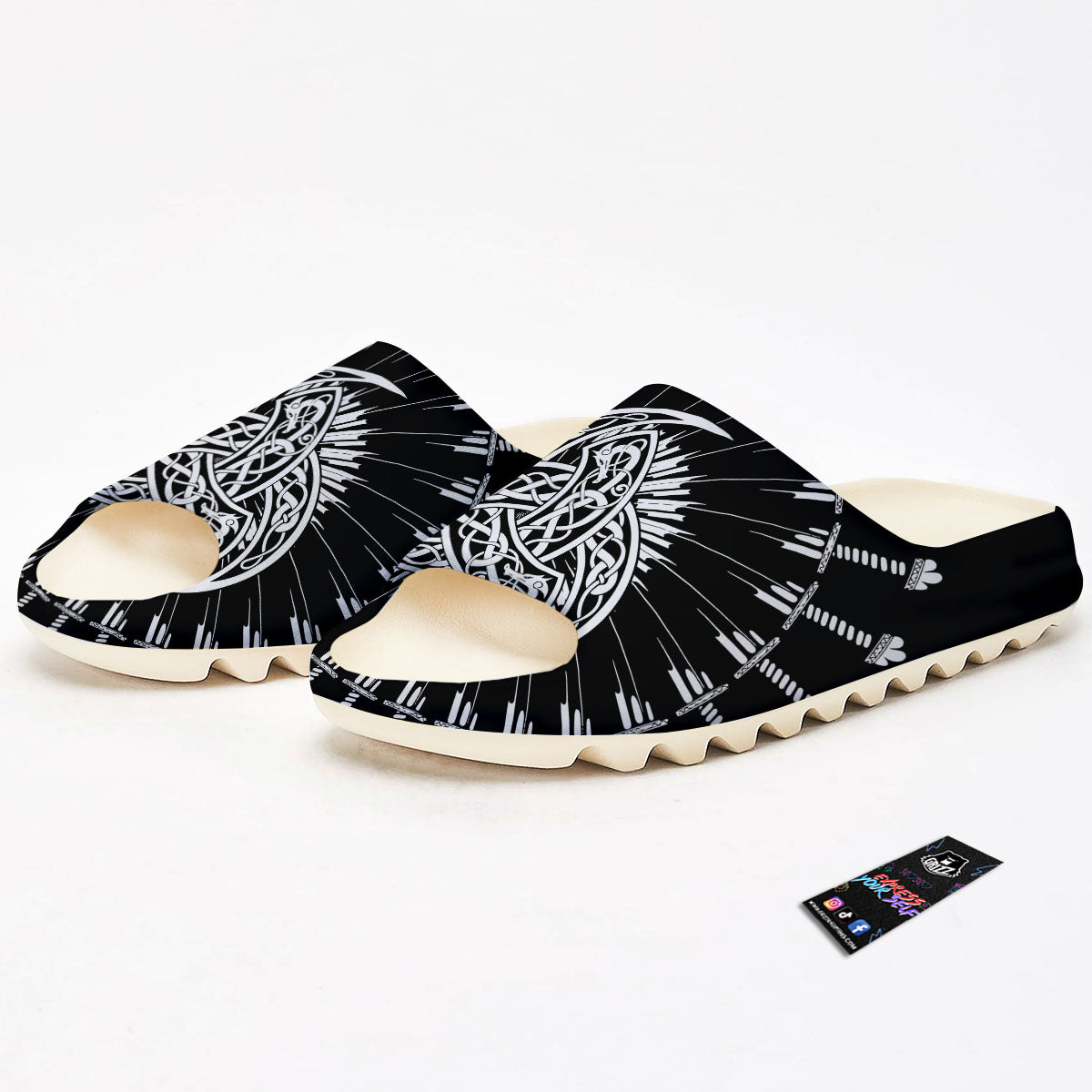 Triple Horn Of Odin Viking Print Sandals-grizzshop