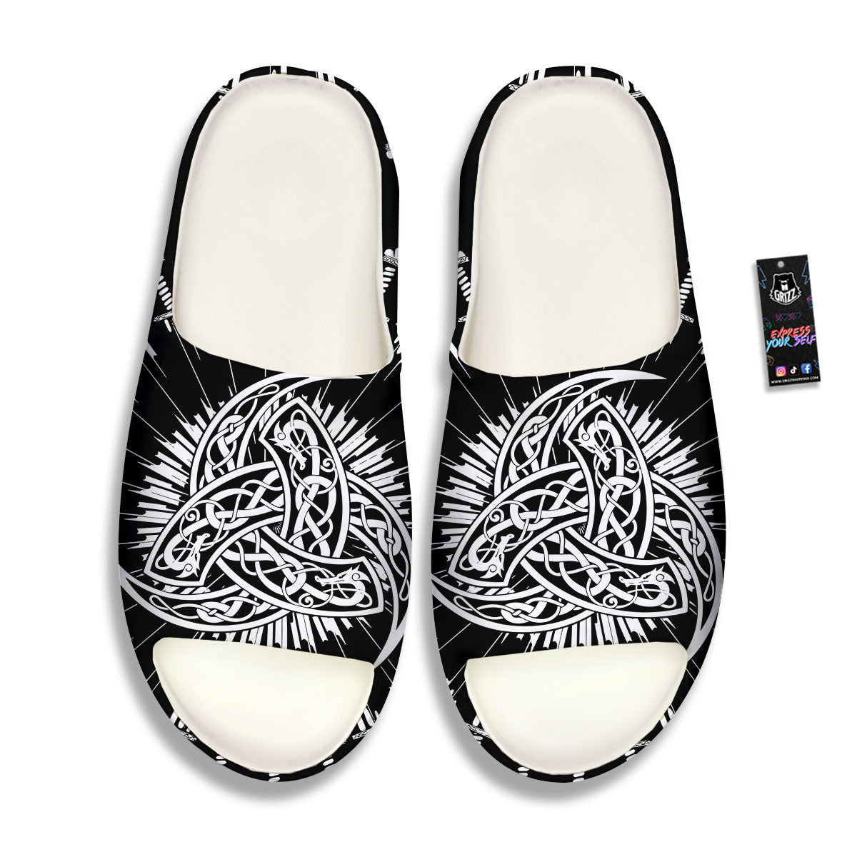 Triple Horn Of Odin Viking Print Sandals-grizzshop
