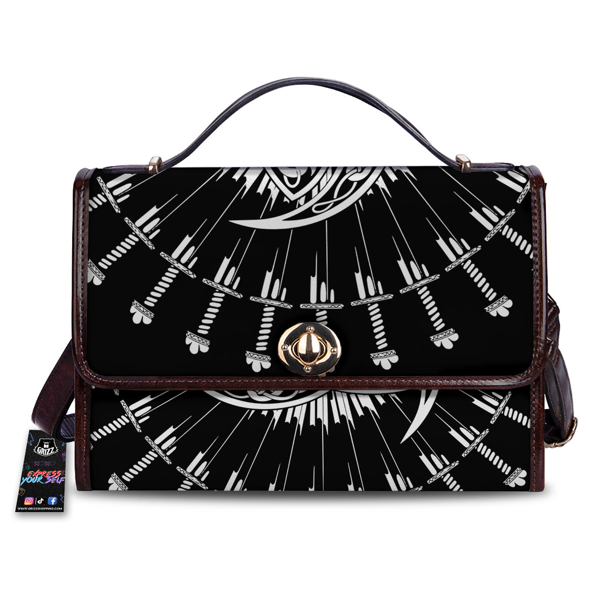 Triple Horn Of Odin Viking Print Women's Satchel Bag