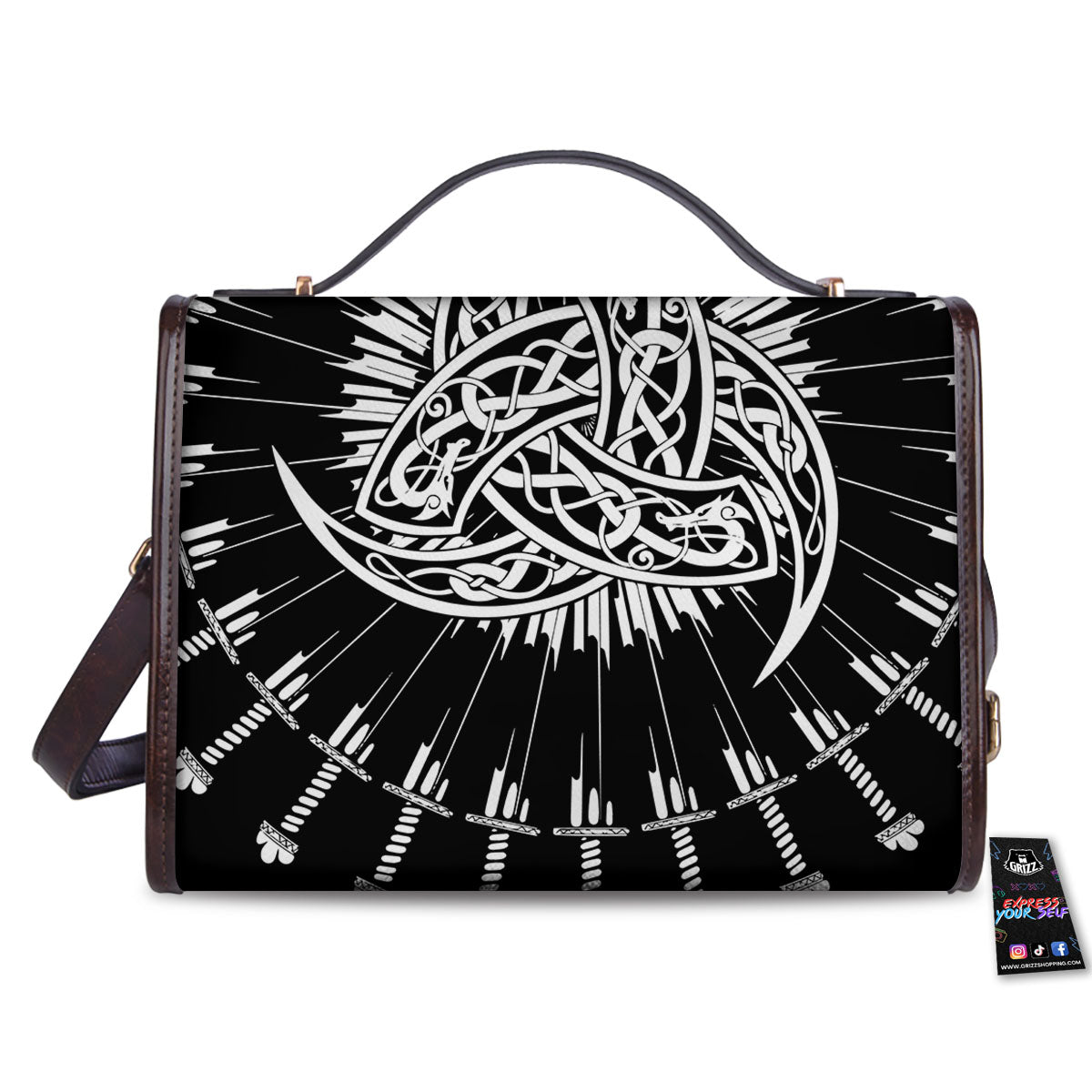 Triple Horn Of Odin Viking Print Women's Satchel Bag