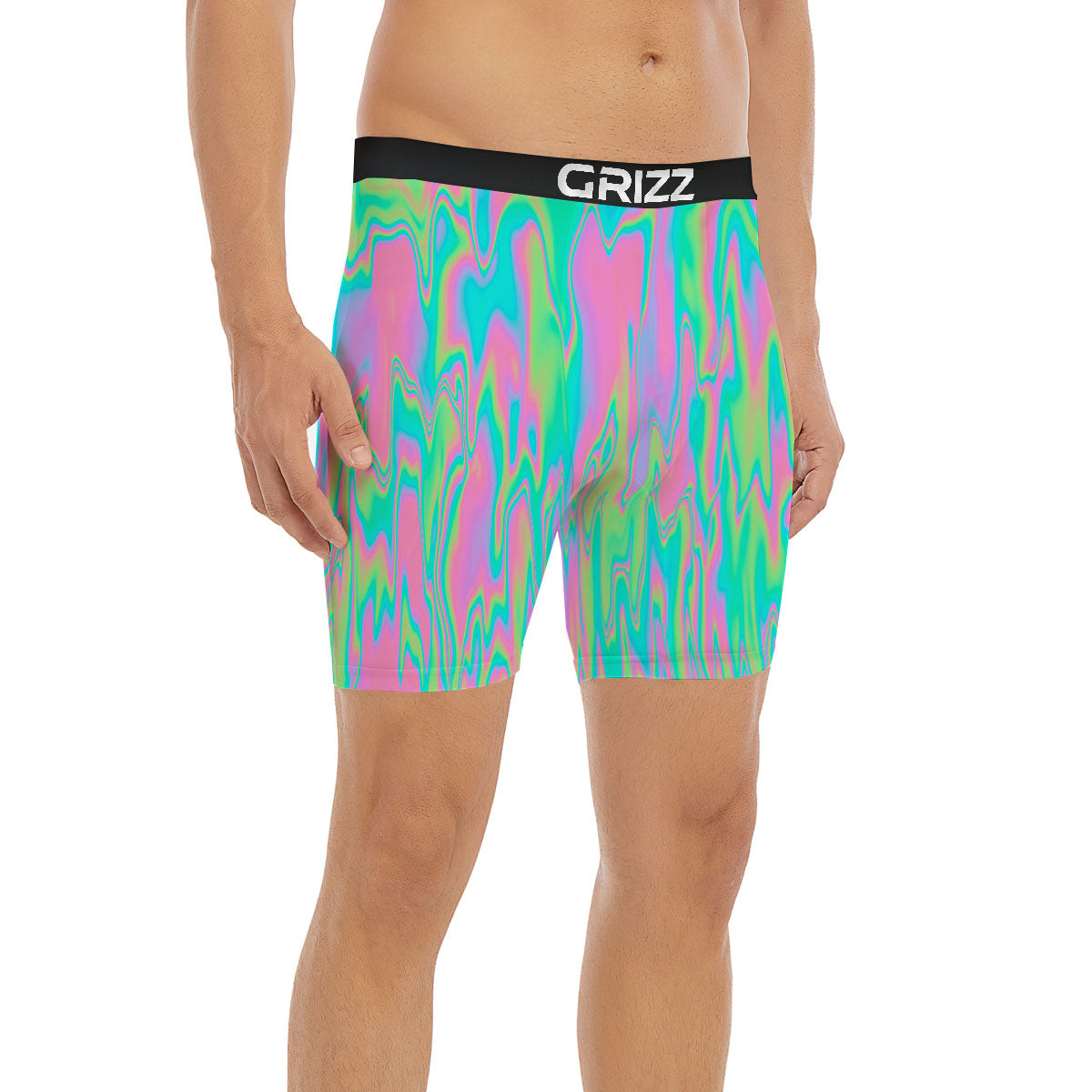 Trippy Abstract Holographic Print Boxer Briefs-grizzshop