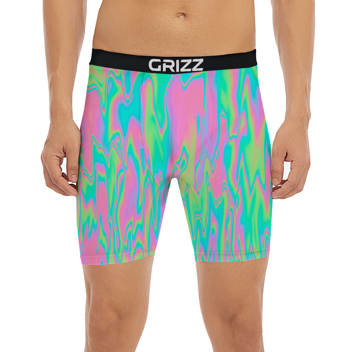 Trippy Abstract Holographic Print Boxer Briefs-grizzshop
