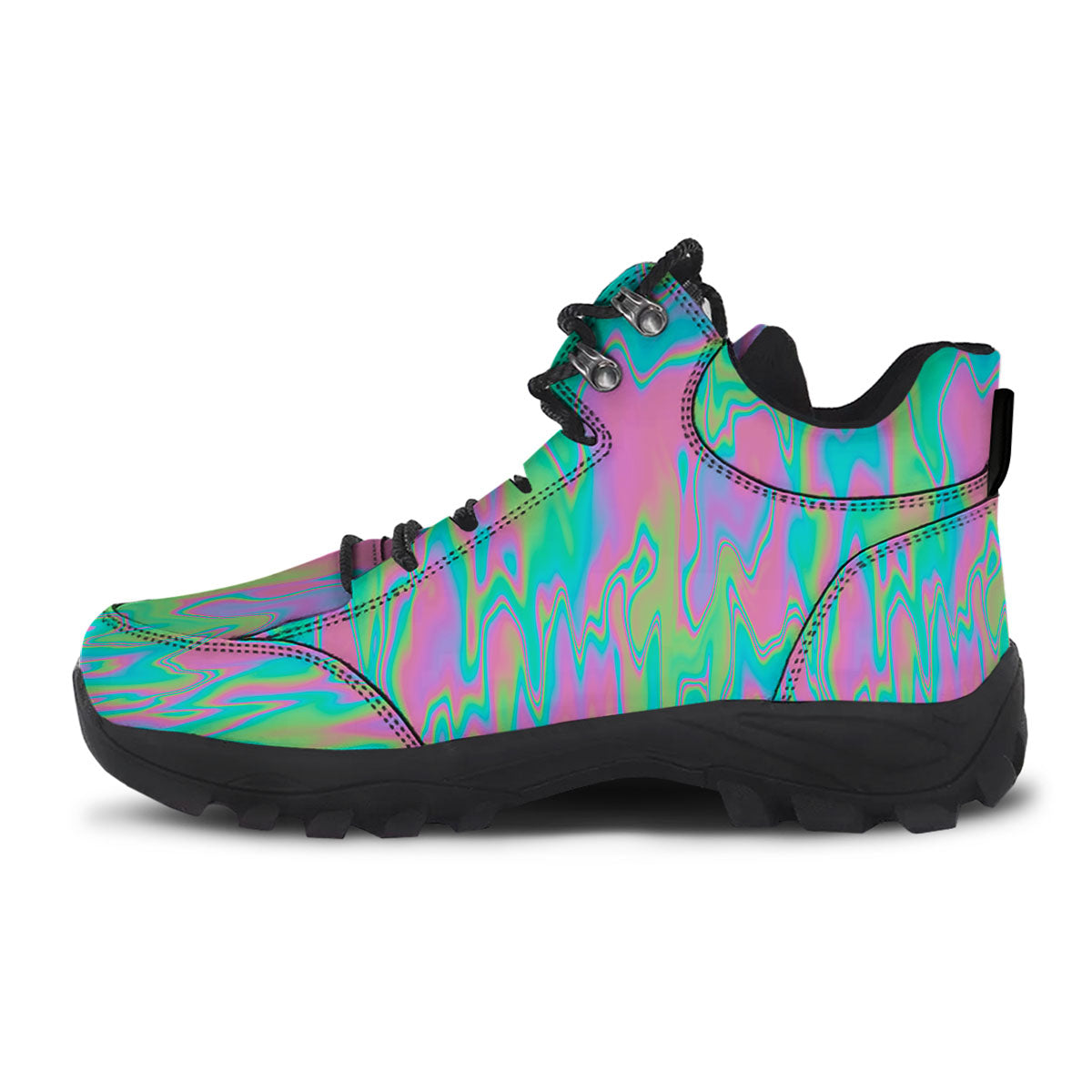 Trippy Abstract Holographic Print Hiking Shoes-grizzshop