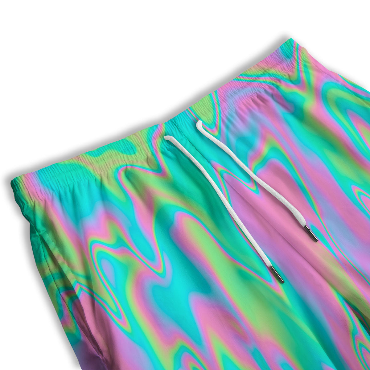 Trippy Abstract Holographic Print Men's Athletic Shorts