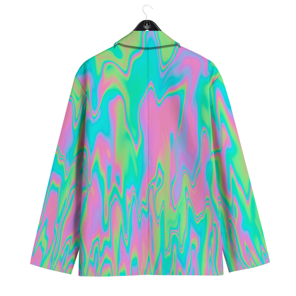 Trippy Abstract Holographic Print Men's Sport Coat-grizzshop