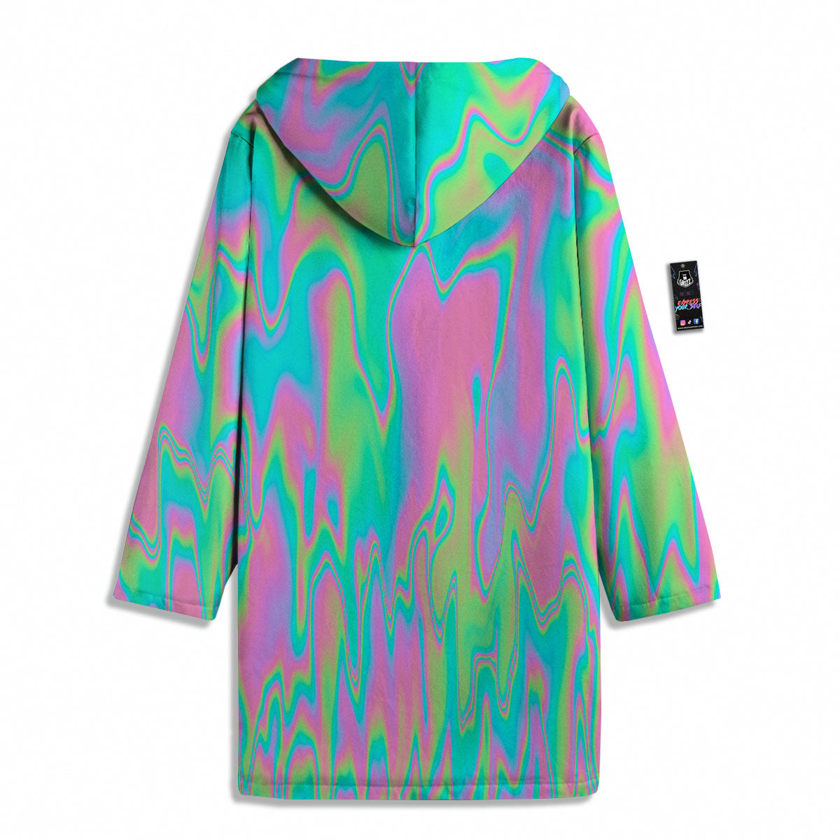 Trippy Abstract Holographic Print Men's Windbreaker Jacket-grizzshop
