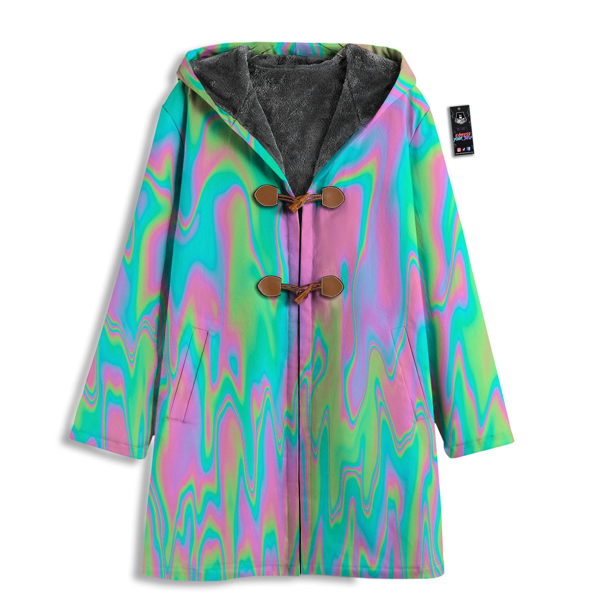 Trippy Abstract Holographic Print Men's Windbreaker Jacket-grizzshop