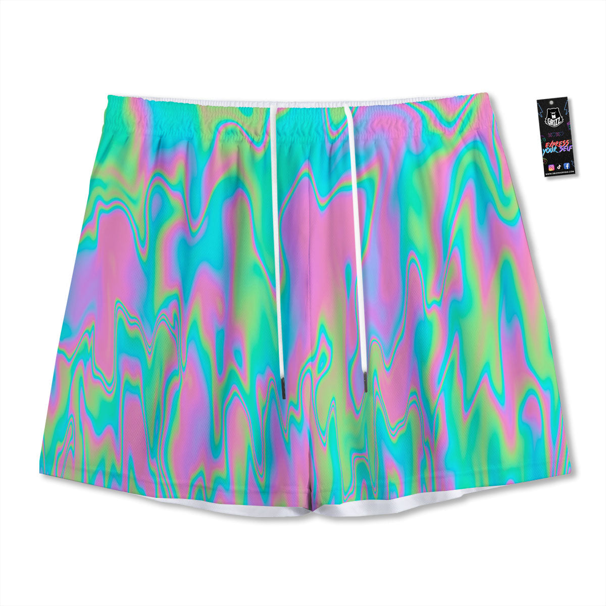 Tie Dye Green Print Mesh Shorts