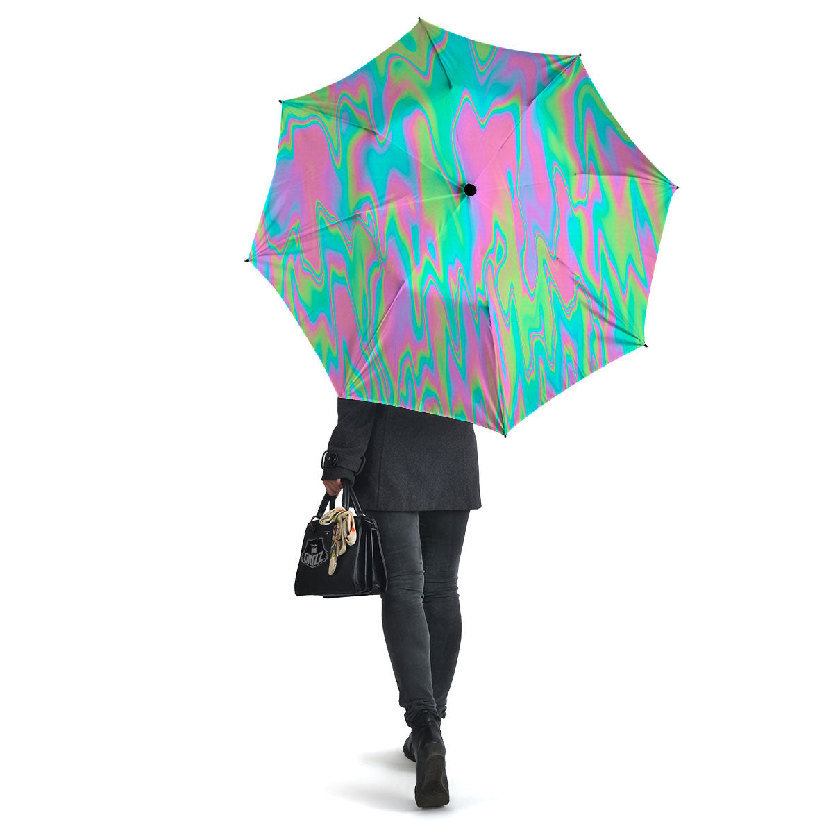 Trippy Abstract Holographic Print Umbrella-grizzshop