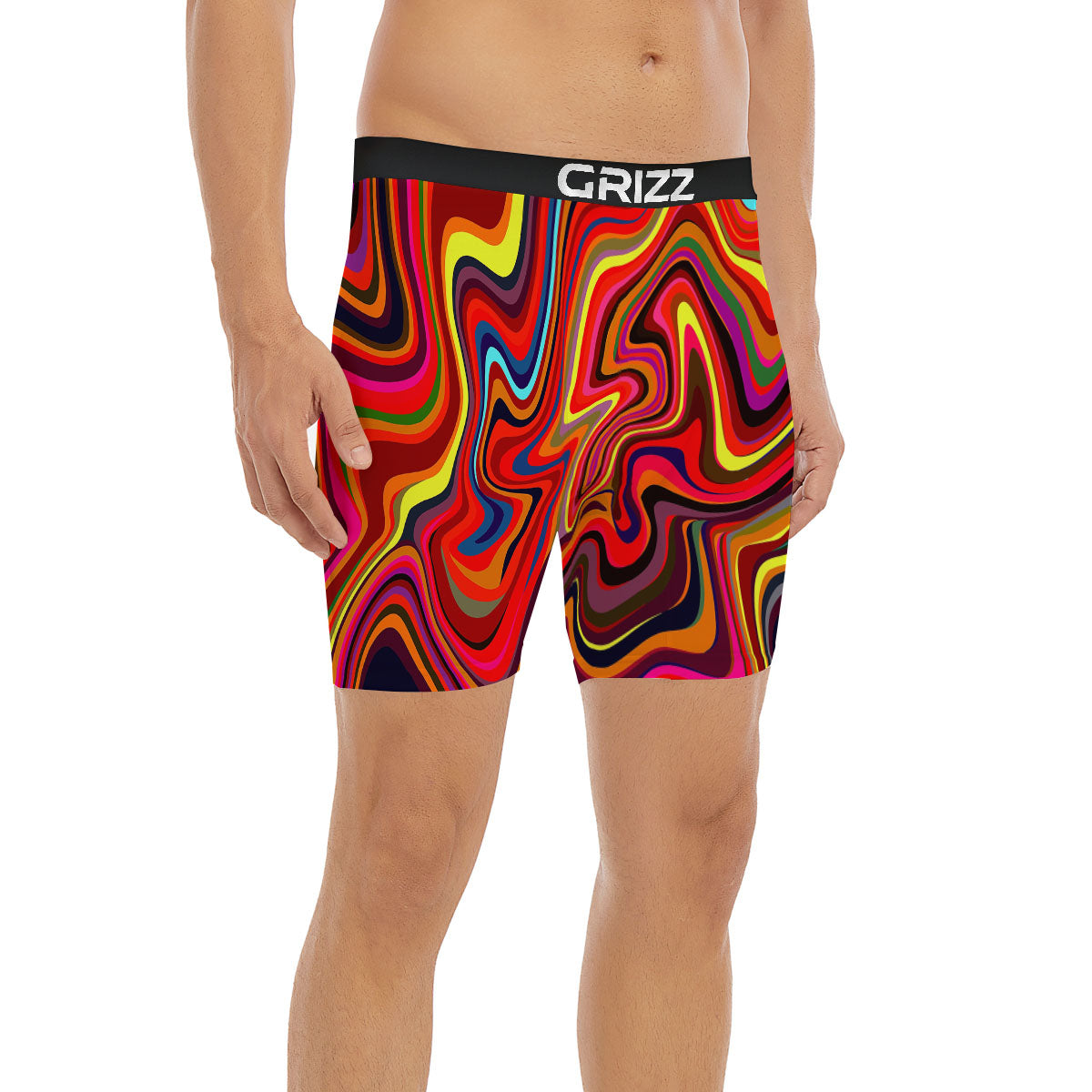 Trippy Abstract Liquid Print Boxer Briefs-grizzshop