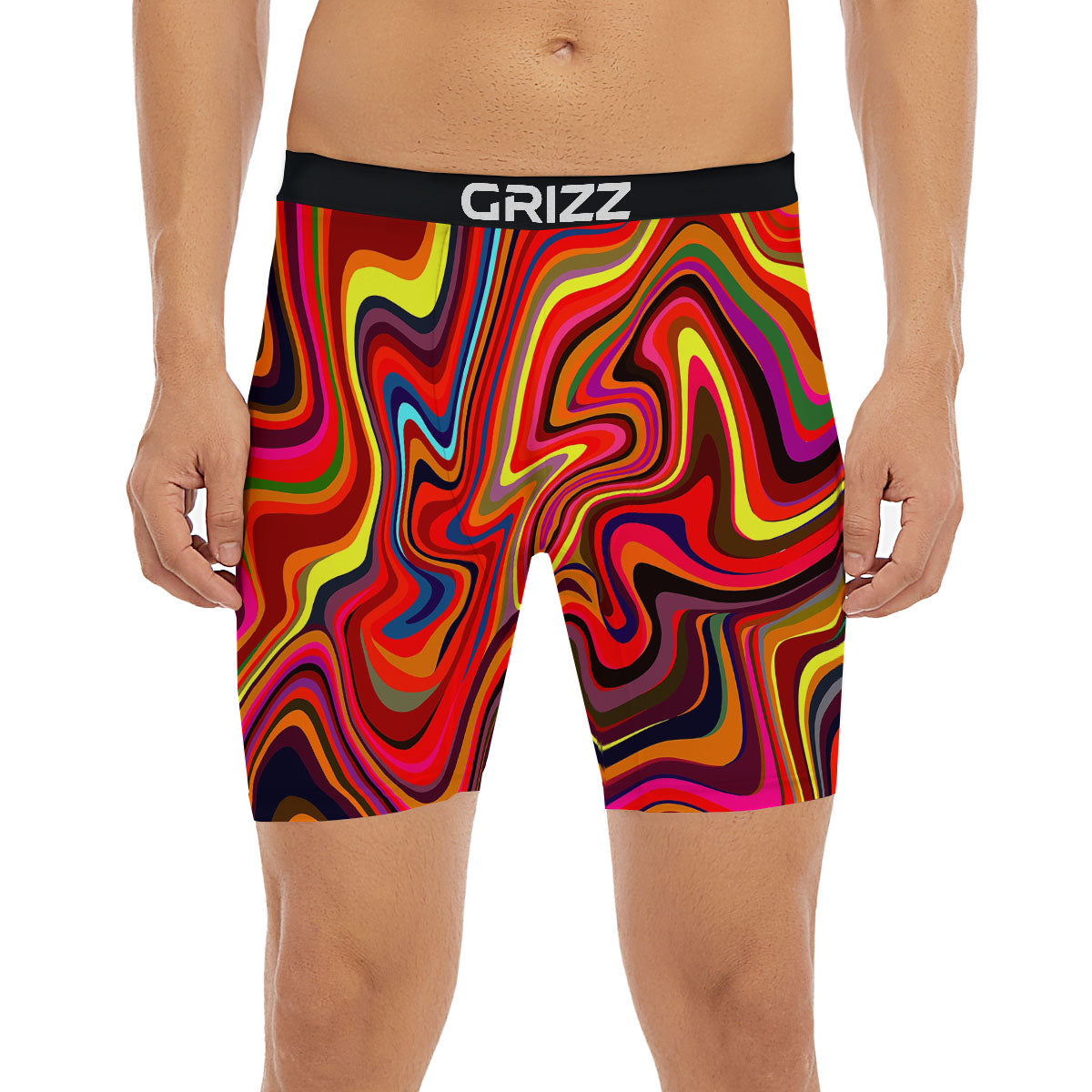 Trippy Abstract Liquid Print Boxer Briefs-grizzshop