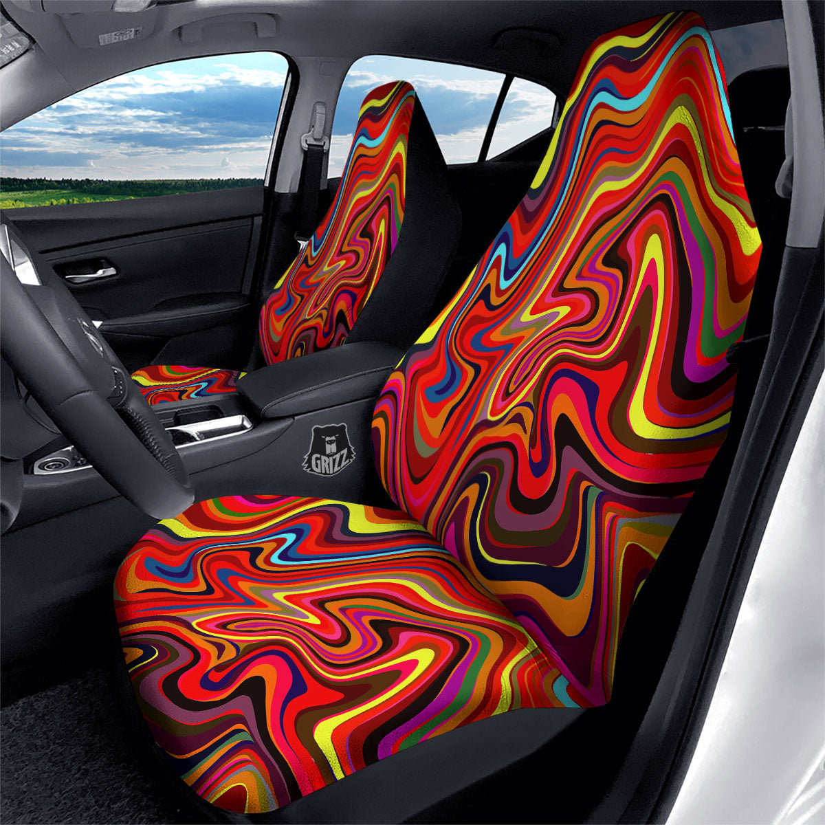 Trippy Abstract Liquid Print Car Seat Covers-grizzshop