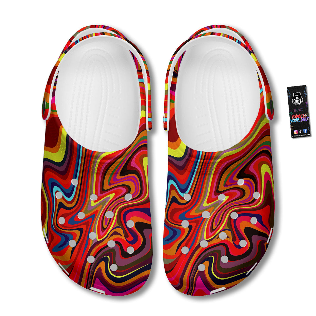 Trippy Abstract Liquid Print Clog-grizzshop