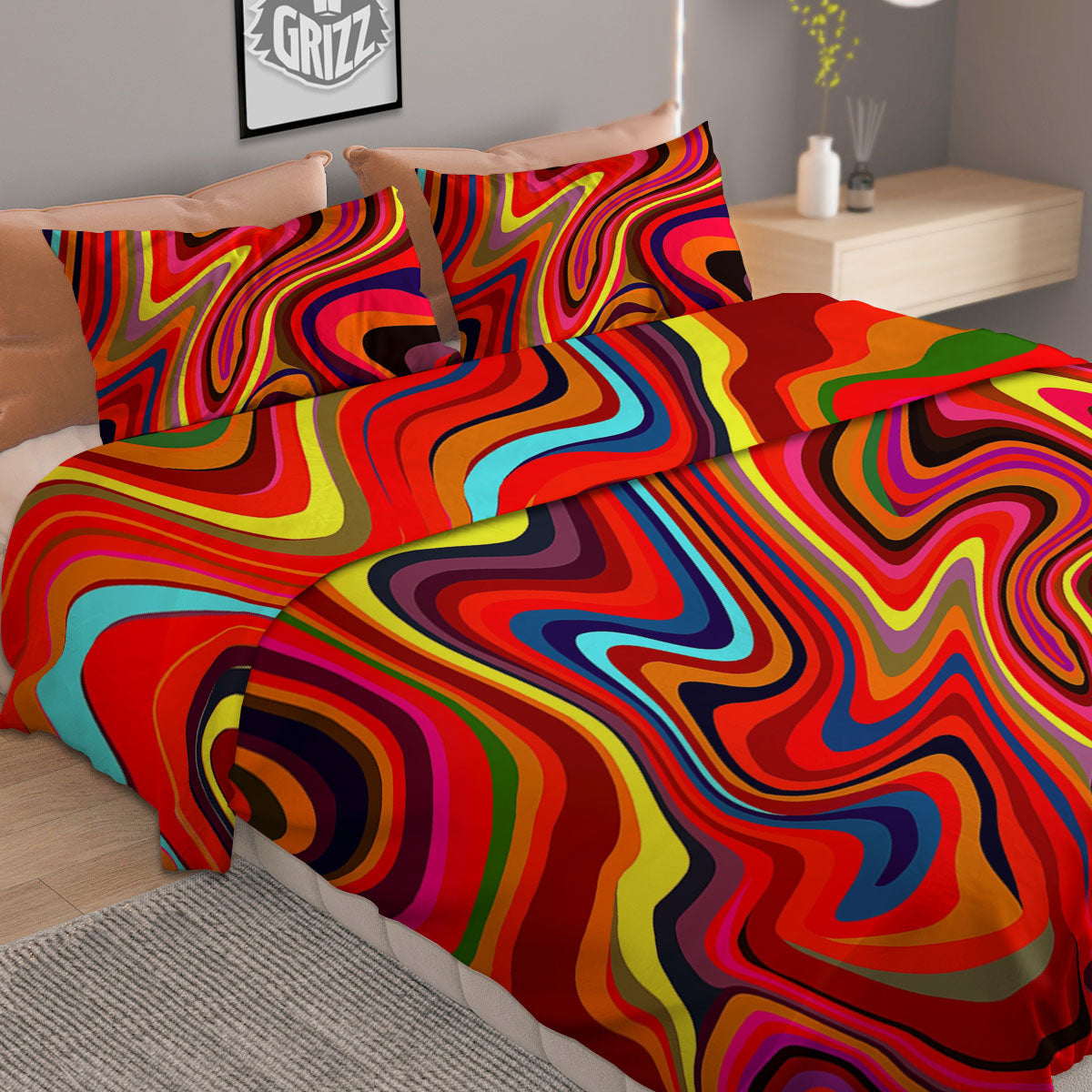 Trippy Abstract Liquid Print Duvet Cover Bedding Set